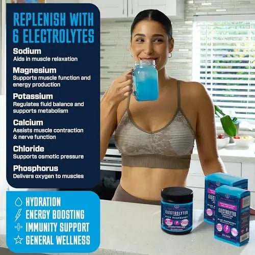KEY NUTRIENTS Multivitamin Electrolytes Powder No Sugar - Tempting Blue Raspberry - TrustMedUSA