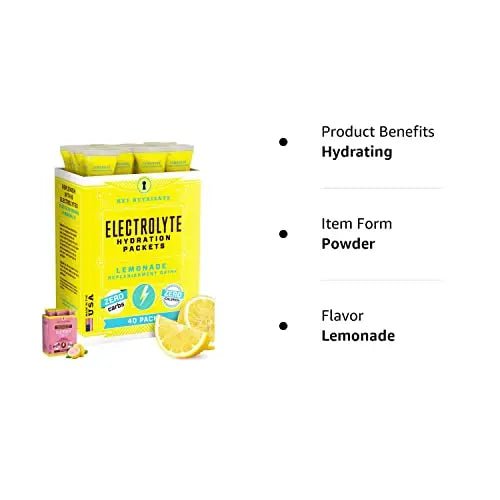 KEY NUTRIENTS Multivitamin Electrolytes Powder Packets - Refreshing Lemonade 40 Pack Hydration Packets - Travel Hydration Powder - No Sugar, No Calories, Gluten Free - Made in USA - TrustMedUSA
