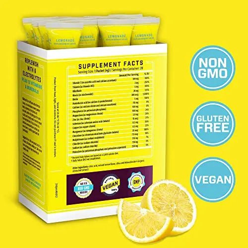 KEY NUTRIENTS Multivitamin Electrolytes Powder Packets - Refreshing Lemonade 40 Pack Hydration Packets - Travel Hydration Powder - No Sugar, No Calories, Gluten Free - Made in USA - TrustMedUSA