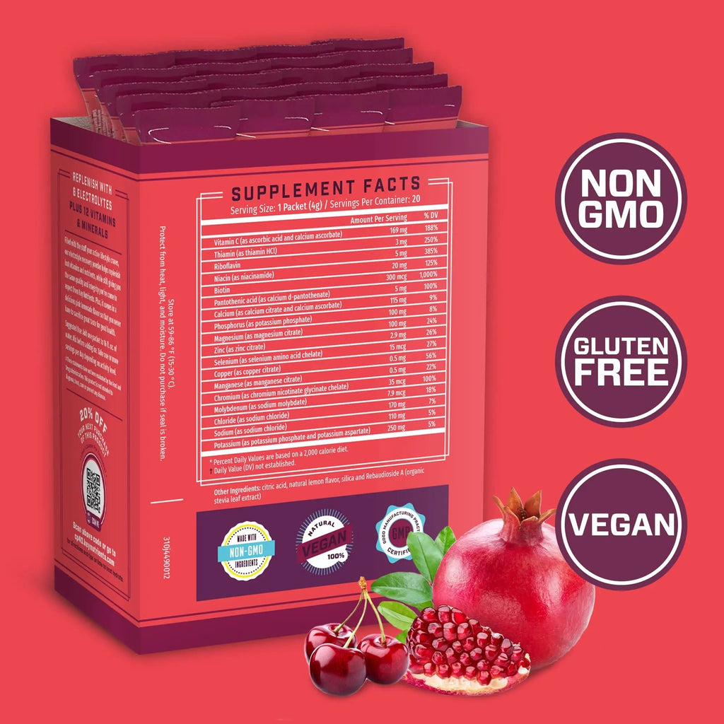 KEY NUTRIENTS Multivitamin Electrolytes Powder Packets - Sweet Cherry-Pom 20 Pack - TrustMedUSA