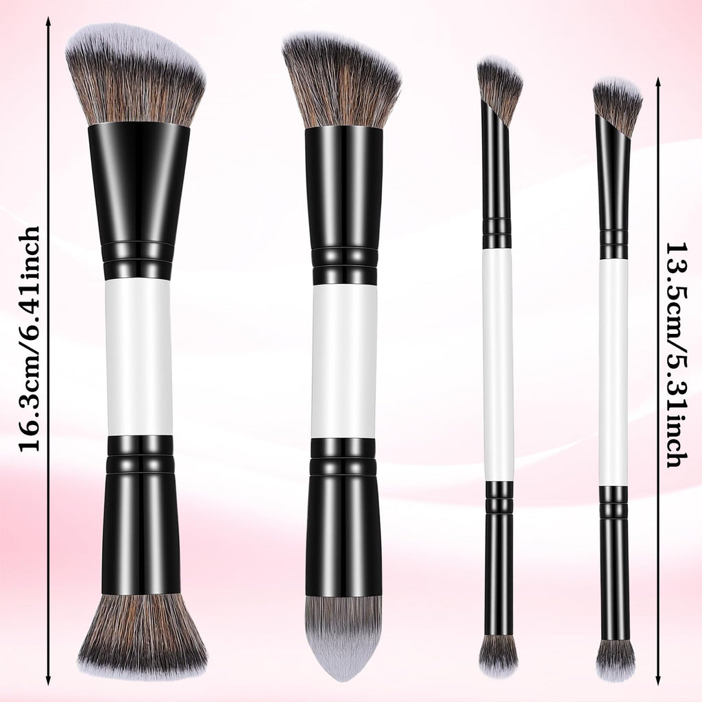 KFHENSOM 4PCS Foundation Contour Conceal Brush Set Dual-Ended Makeup Brushes Set Professional Powder Blush Concealer Eyeshadow Kabuki Foundation Brush Kit for Liquid Loose Powder Cream - TrustMedUSA