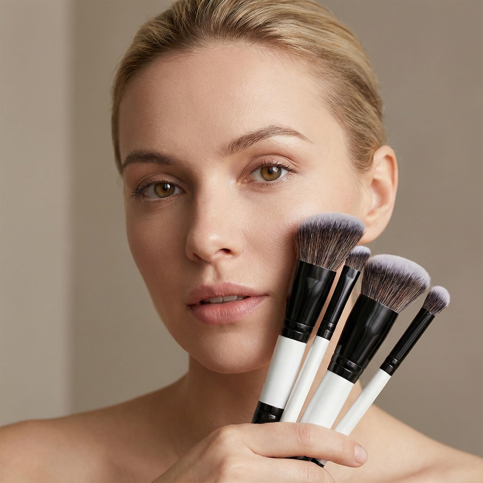 KFHENSOM 4PCS Foundation Contour Conceal Brush Set Dual-Ended Makeup Brushes Set Professional Powder Blush Concealer Eyeshadow Kabuki Foundation Brush Kit for Liquid Loose Powder Cream - TrustMedUSA