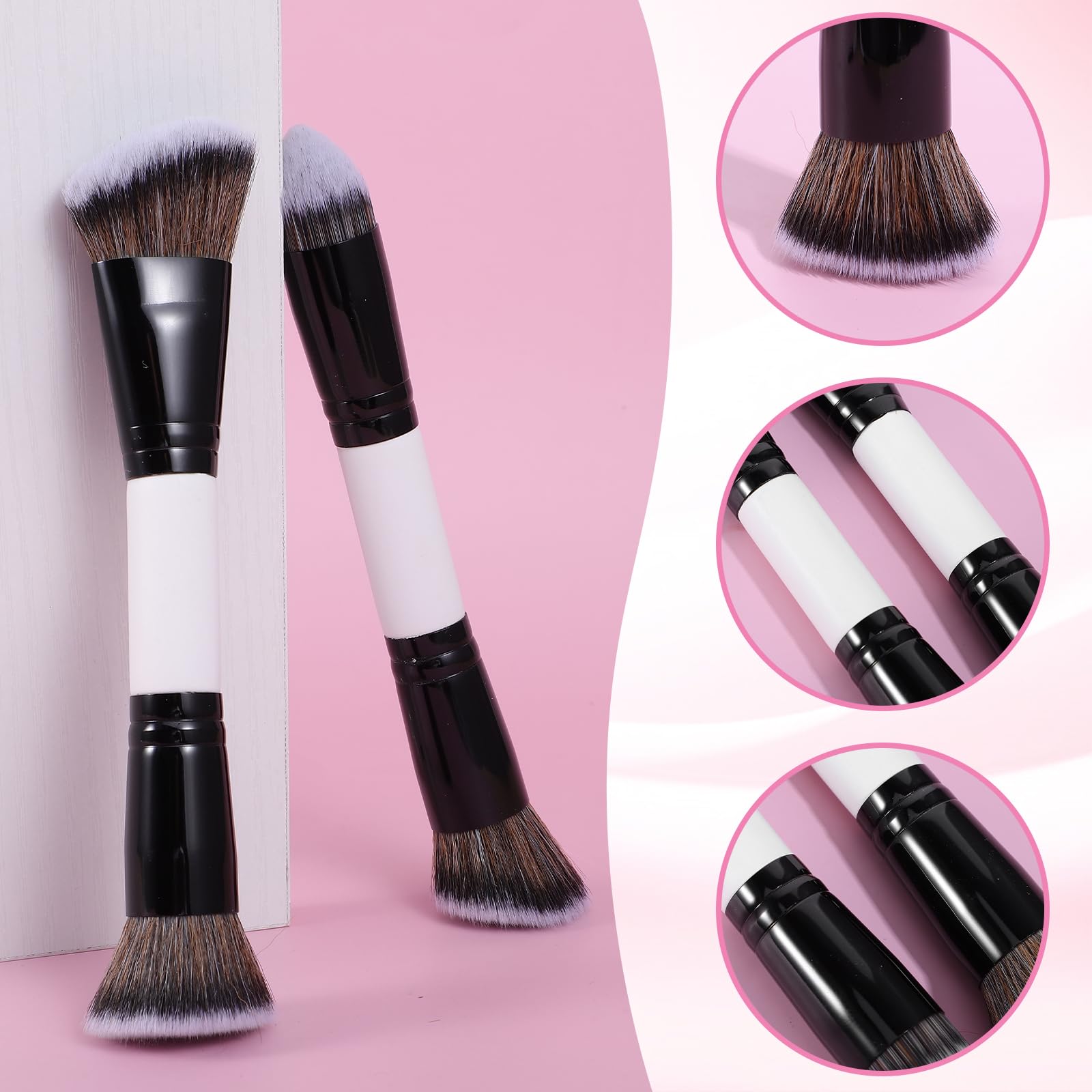 KFHENSOM 4PCS Foundation Contour Conceal Brush Set Dual-Ended Makeup Brushes Set Professional Powder Blush Concealer Eyeshadow Kabuki Foundation Brush Kit for Liquid Loose Powder Cream - TrustMedUSA