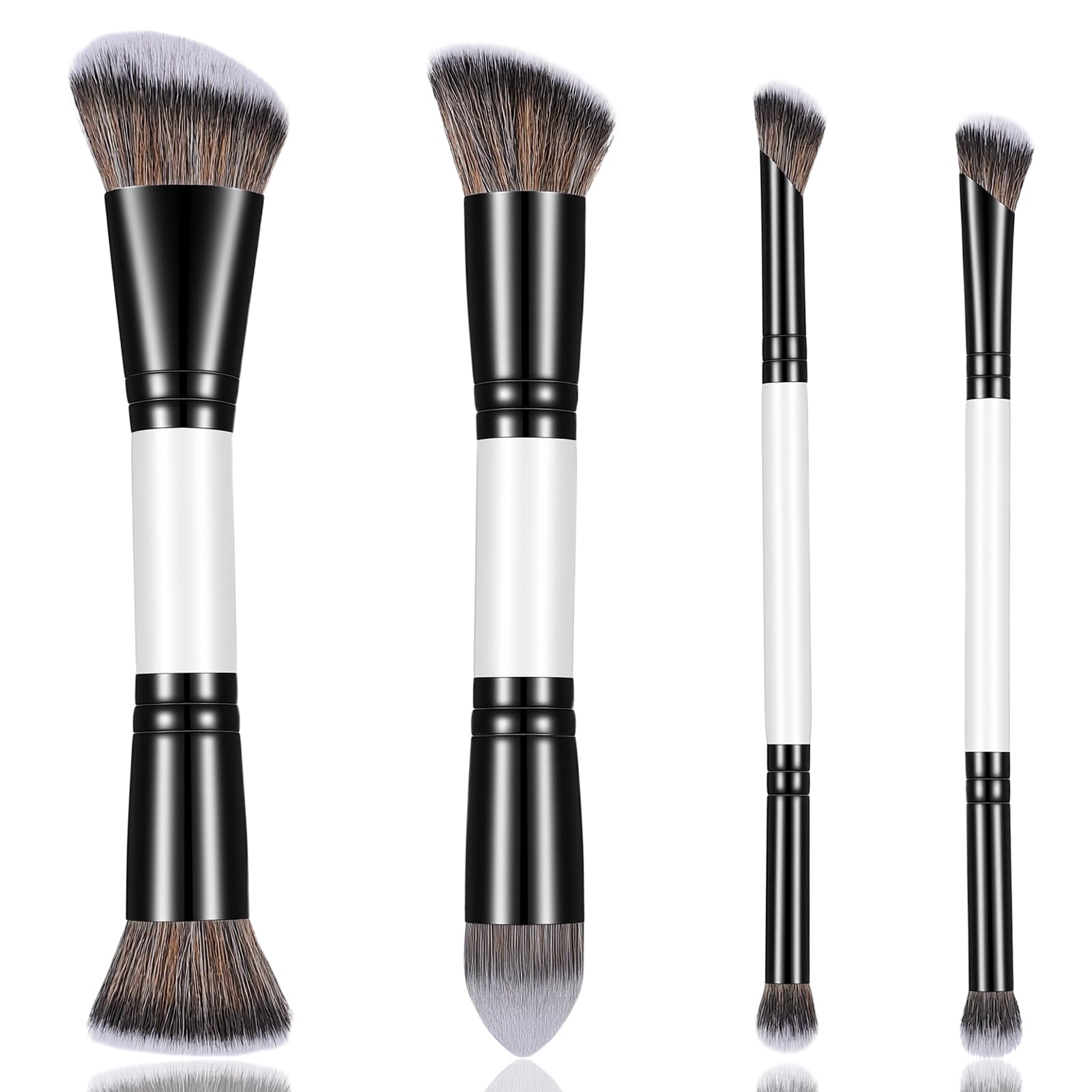 KFHENSOM 4PCS Foundation Contour Conceal Brush Set Dual-Ended Makeup Brushes Set Professional Powder Blush Concealer Eyeshadow Kabuki Foundation Brush Kit for Liquid Loose Powder Cream - TrustMedUSA