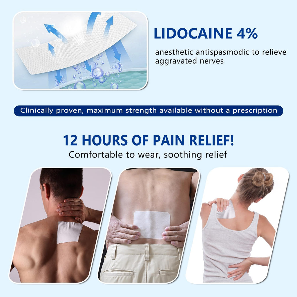 KIbabyDI Professional Lidocaine Pain Relief Patches - 20 Count | 4% Medicated Gel Patches for Targeted Joint & Muscle Comfort | Long-Lasting 12-Hour Relief, Ultra-Flexible Design -lb265 - TrustMedUSA