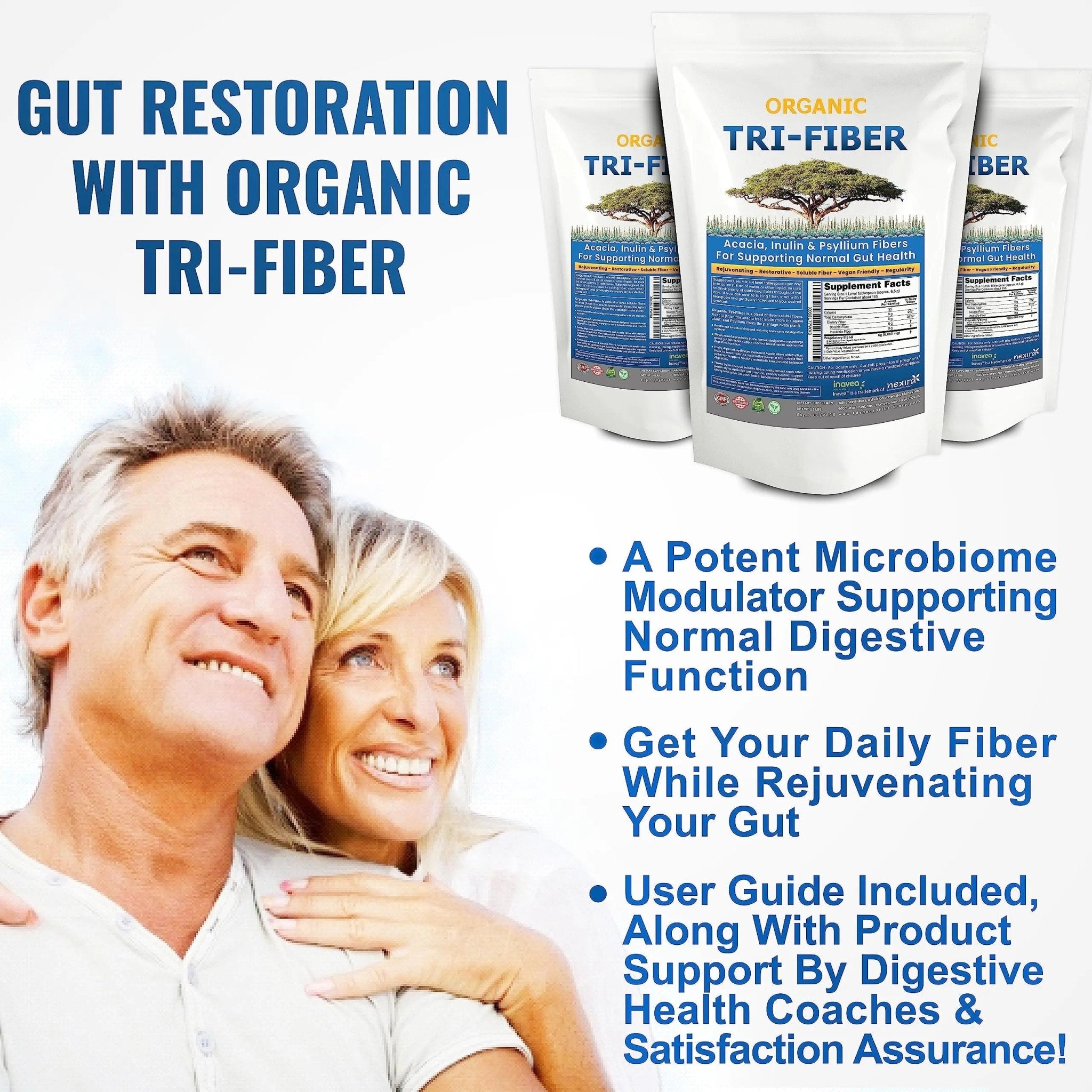 Kidney Restore Tri-Fiber Organic Soluble Fiber Powder, Unflavored High Fiber 3-in-1 - TrustMedUSA