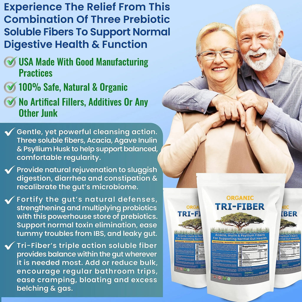 Kidney Restore Tri-Fiber Organic Soluble Fiber Powder, Unflavored High Fiber 3-in-1 - TrustMedUSA