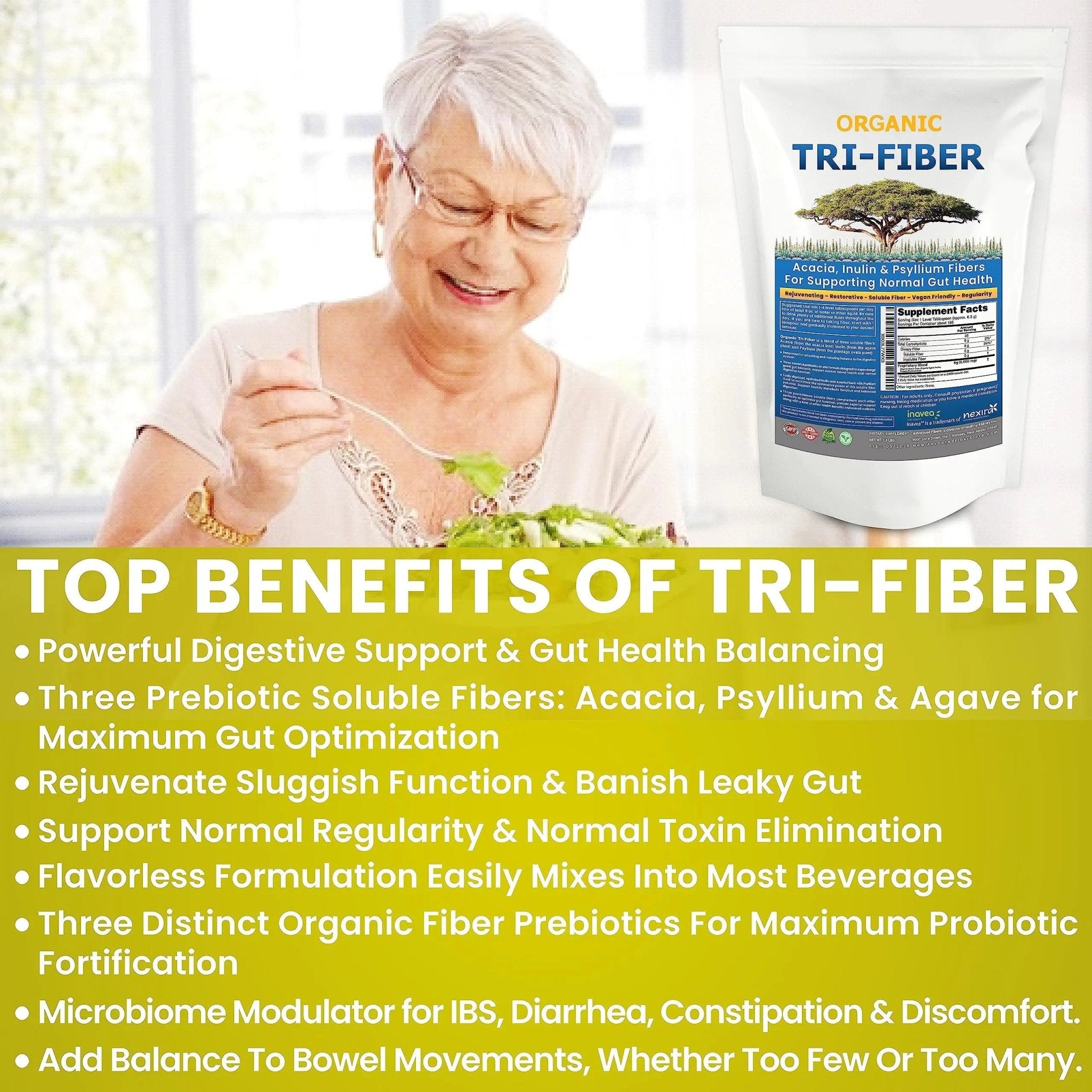 Kidney Restore Tri-Fiber Organic Soluble Fiber Powder, Unflavored High Fiber 3-in-1 - TrustMedUSA