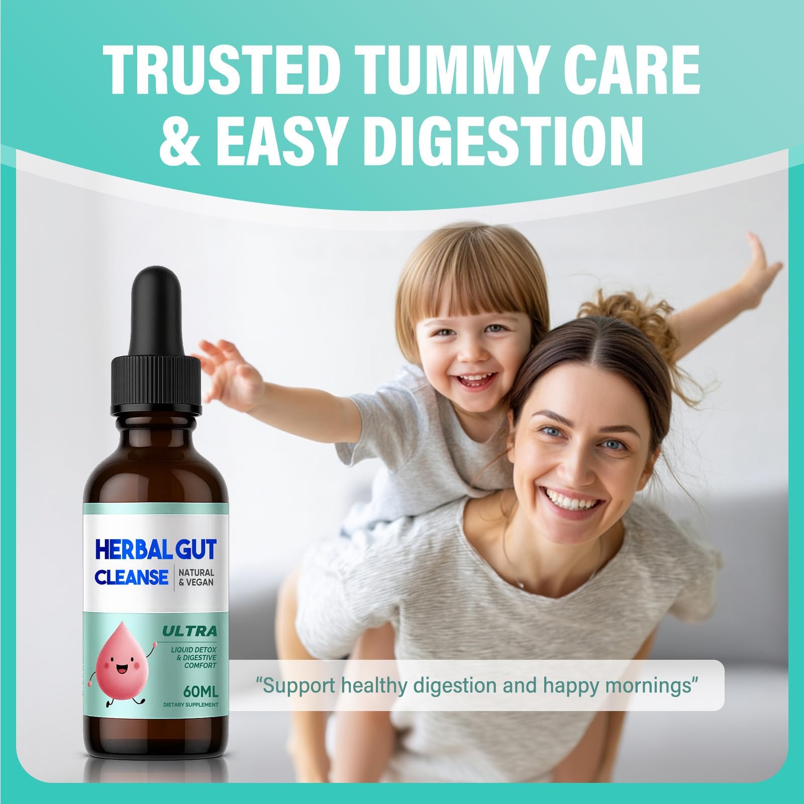 Kids Herbal Gut Cleanse Drops, Parasite Cleanse for Humans Liquid with Wormwood, Black Walnut & Probiotics, Supports Digestive & Overall Gut Health for Children (2 oz) - TrustMedUSA
