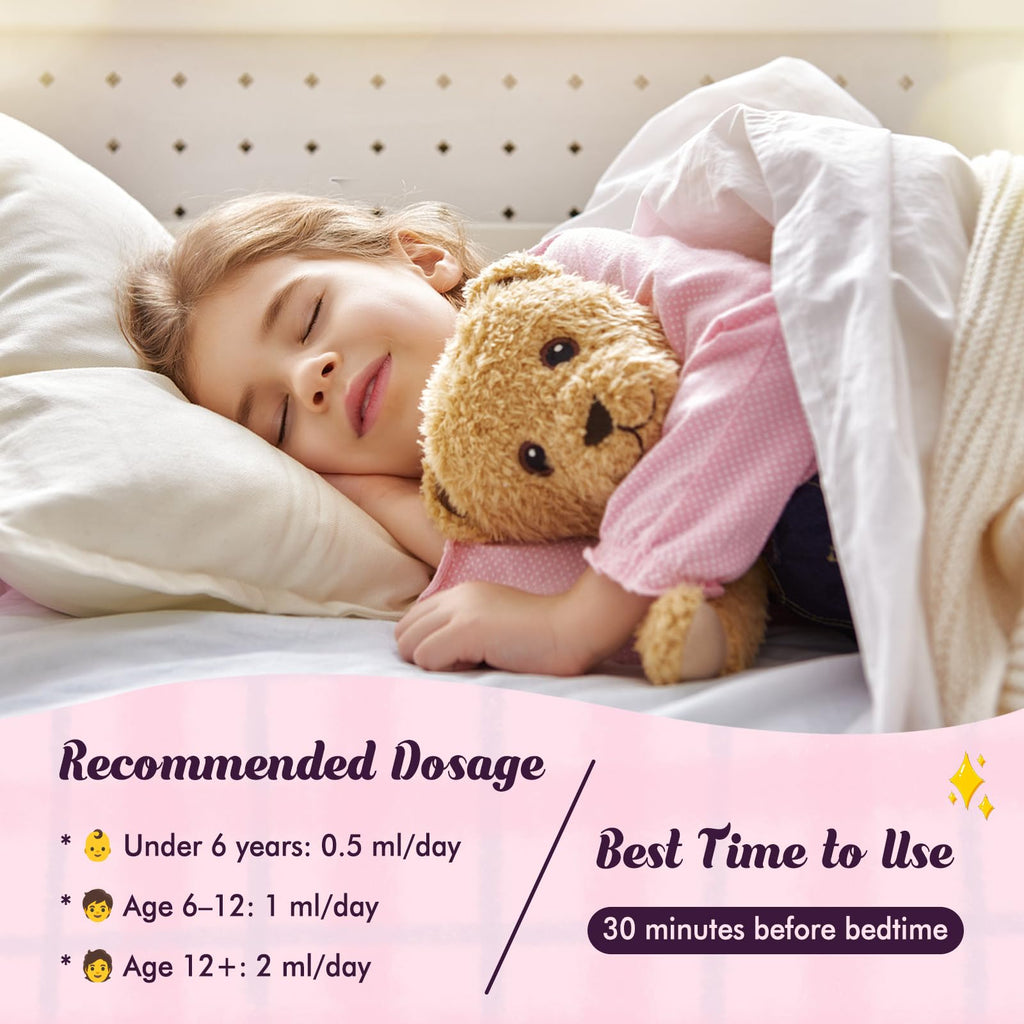 Kids Magnesium Glycinate Sleep Liquid Drops – Sleep & Calm Support with L-Theanine – Melatonin-Free, Sugar-Free Vegan Raspberry Supplement – 2 Bottles, 30ml Each - TrustMedUSA