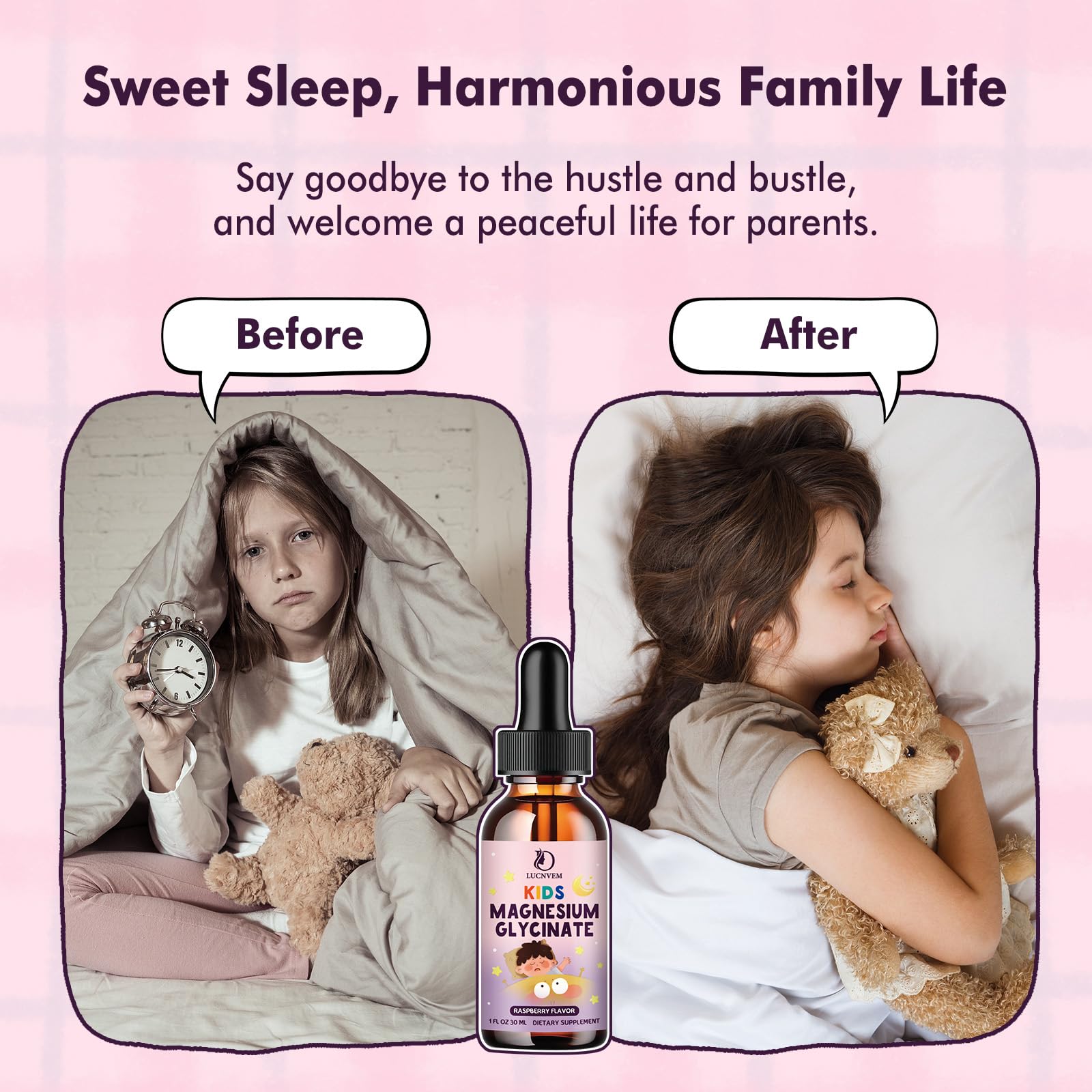 Kids Magnesium Glycinate Sleep Liquid Drops – Sleep & Calm Support with L-Theanine – Melatonin-Free, Sugar-Free Vegan Raspberry Supplement – 2 Bottles, 30ml Each - TrustMedUSA