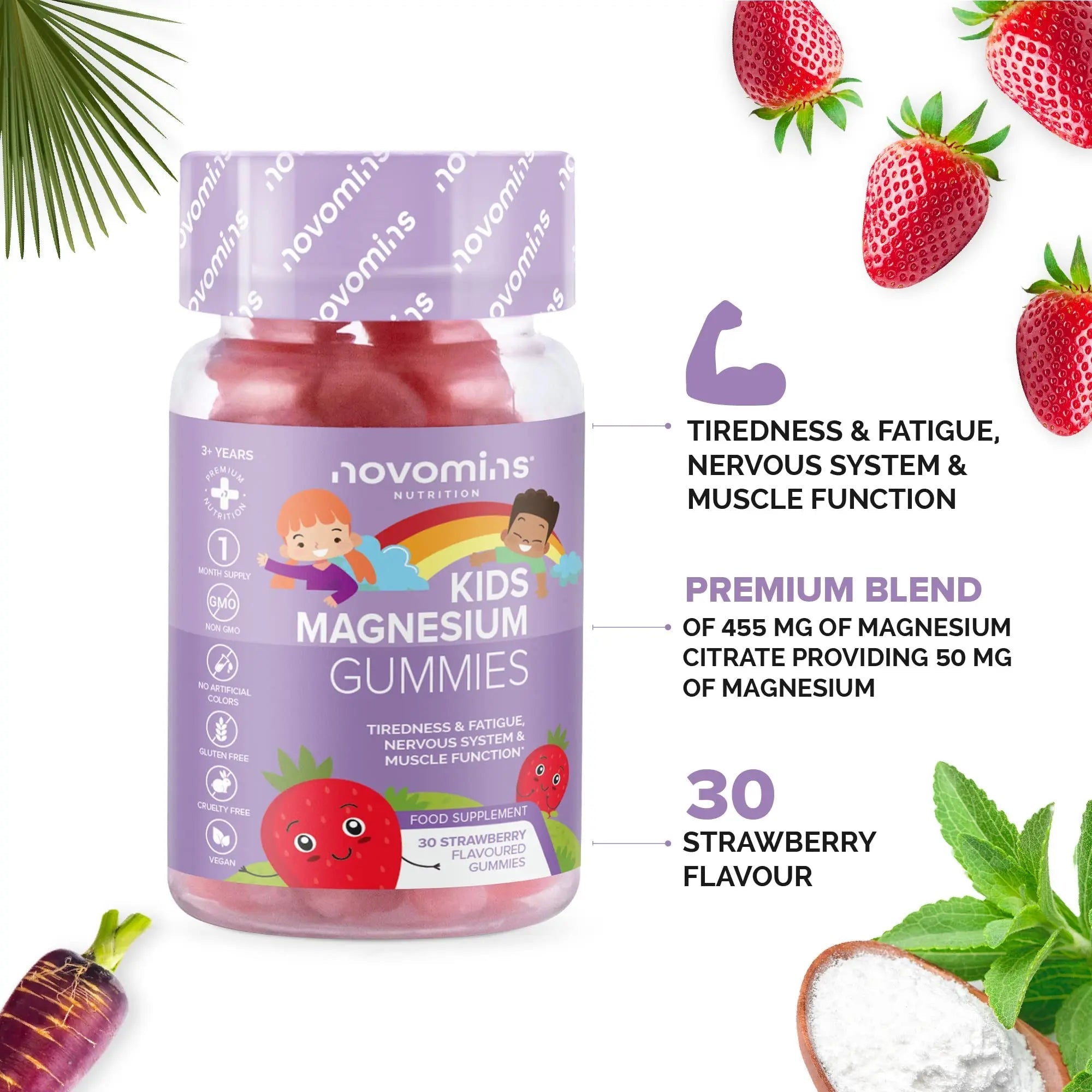 Kids Magnesium Gummies – Vegan - 1 Month Supply – Childrens Supplements – 30 Chewa - TrustMedUSA
