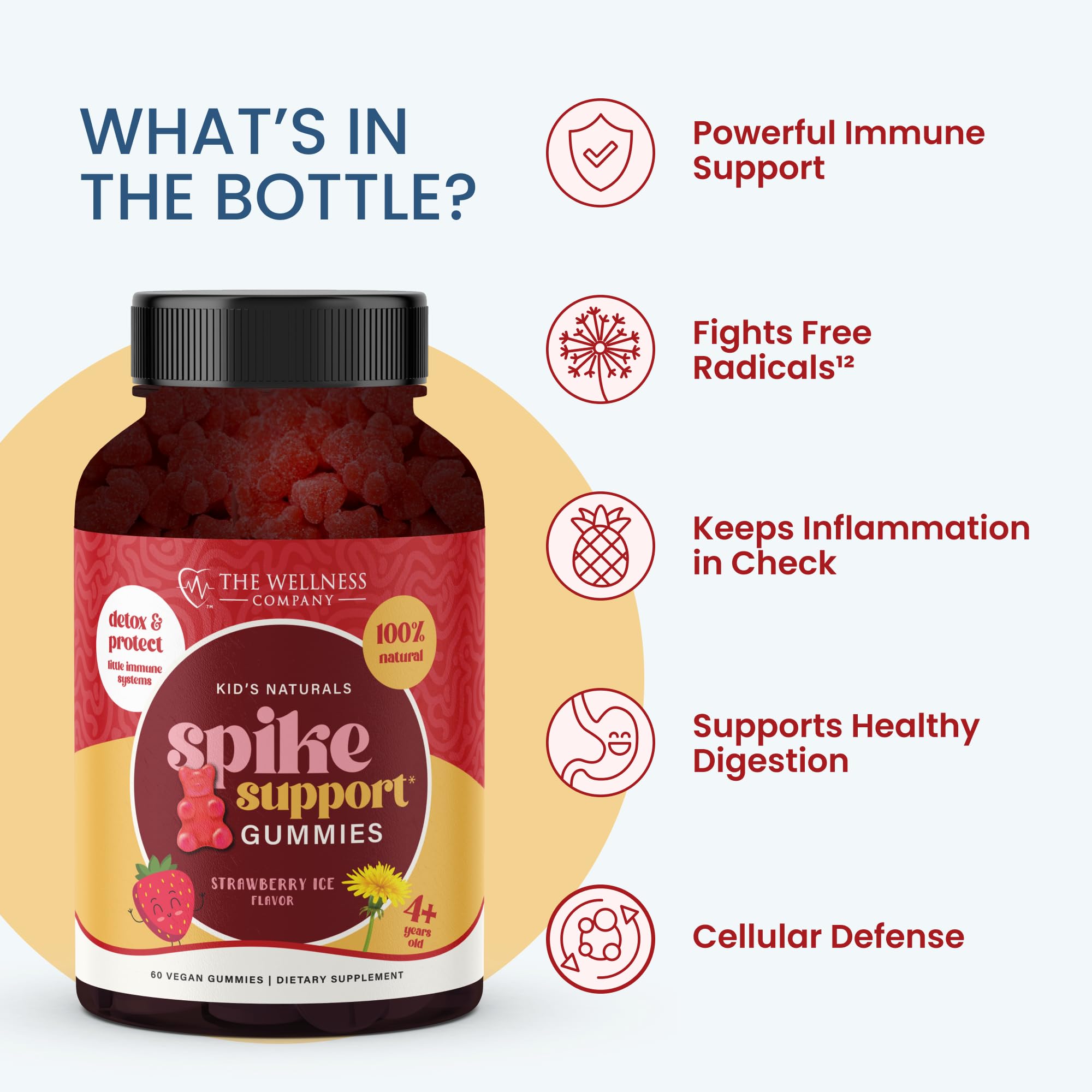 Kids Naturals Spike Support Gummies – Year-Round Wellness with Vitamin C, D & Zinc | 60ct (1 Month Supply) - TrustMedUSA