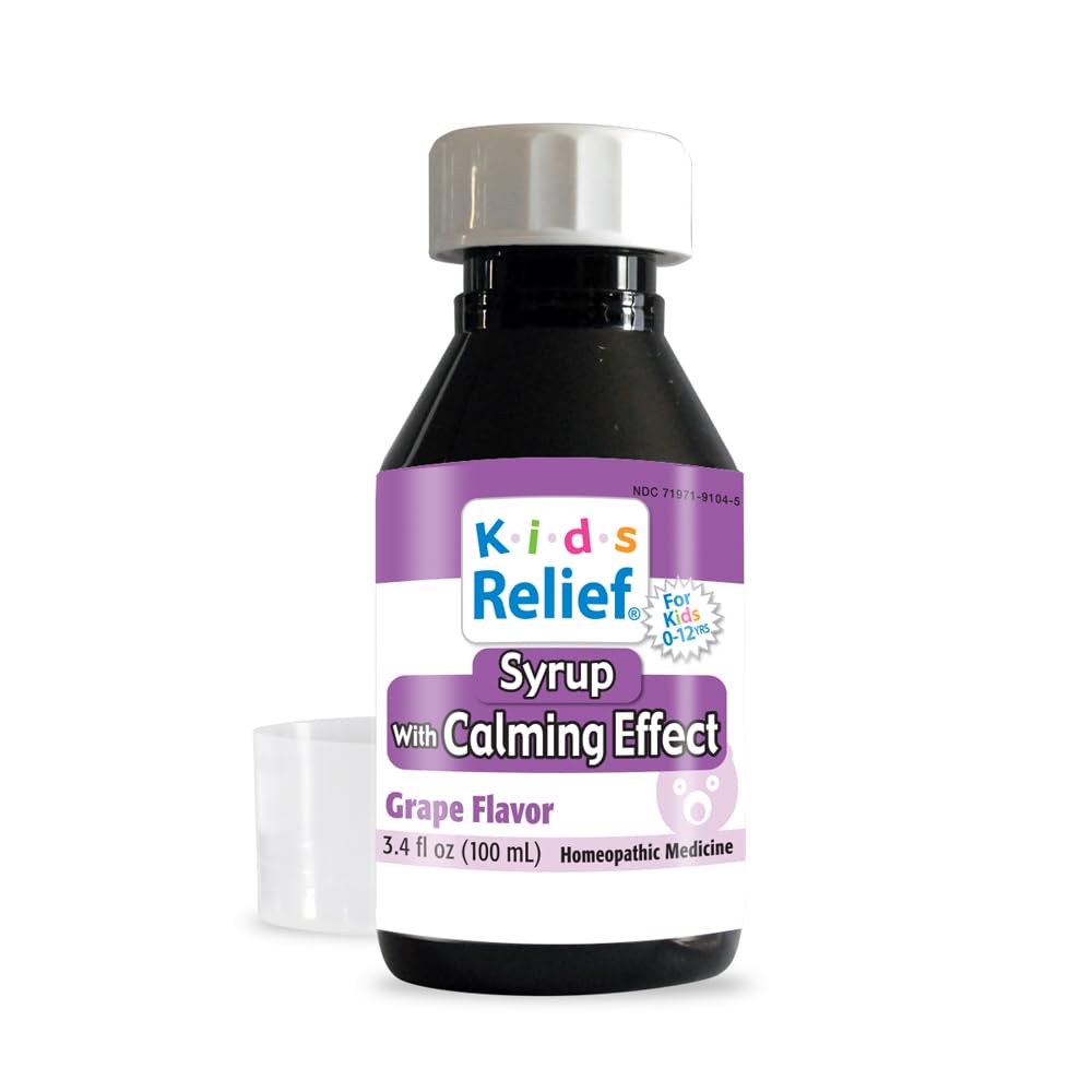 Kids Relief Syrup with Calming Effect, for Kids 0-12 Yrs, Grape Flavor, Gluten and Dye Free, No Added Sugar, 3.4 oz - TrustMedUSA