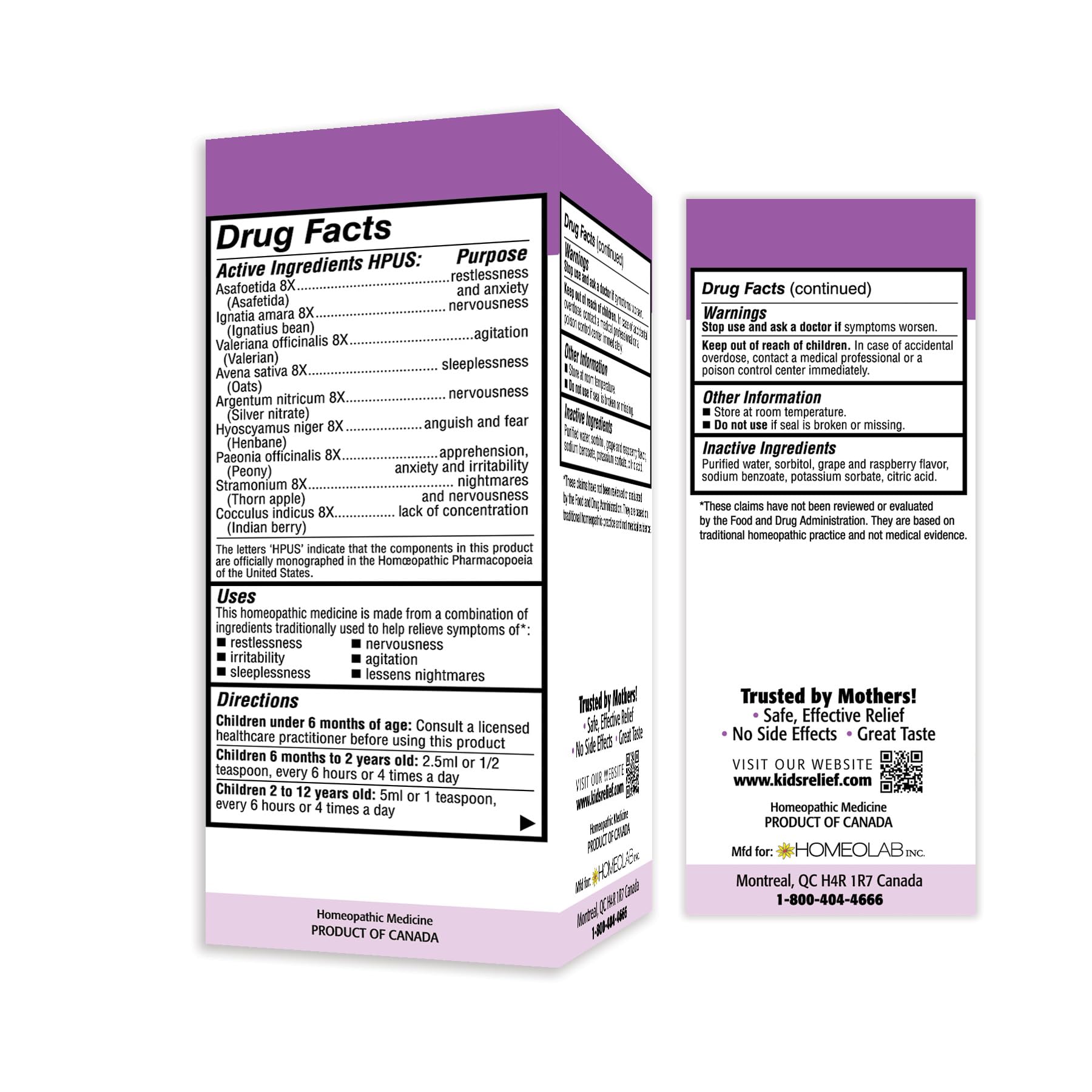 Kids Relief Syrup with Calming Effect, for Kids 0-12 Yrs, Grape Flavor, Gluten and Dye Free, No Added Sugar, 3.4 oz - TrustMedUSA