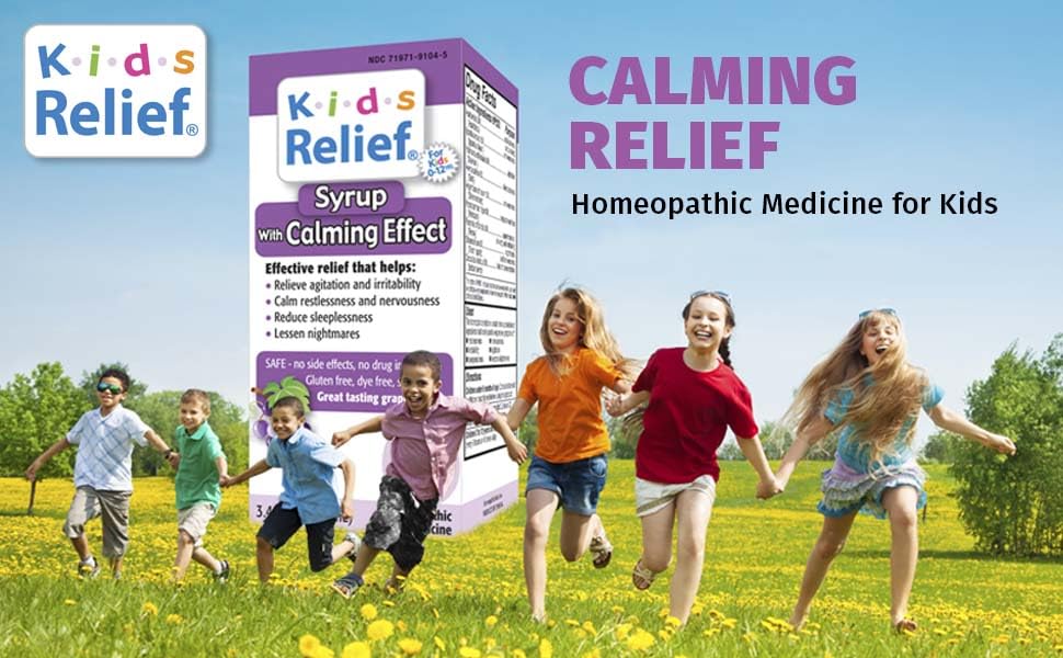 Kids Relief Syrup with Calming Effect, for Kids 0-12 Yrs, Grape Flavor, Gluten and Dye Free, No Added Sugar, 3.4 oz - TrustMedUSA