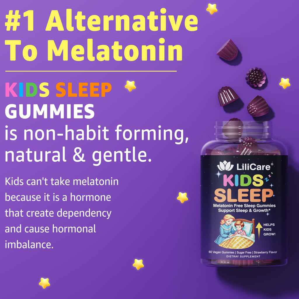 Kids Sleep Gummies - Magnesium Glycinate Gummies, Melatonin Free Sleep Aid | Magnesium, Calcium, D3, B6, L Theanine - TrustMedUSA