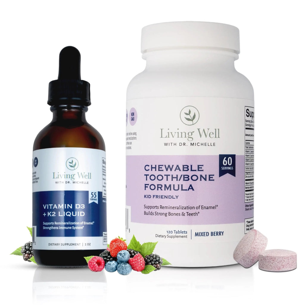 Kids Tooth & Bone Support Bundle | Chewable Calcium + D3 K2 & Liquid Vitamin D Supplement | Dentist-Developed | Strong Teeth, Enamel & Bone Health for Kids | Fluoride-Free, Non-GMO, Gluten-Free - TrustMedUSA