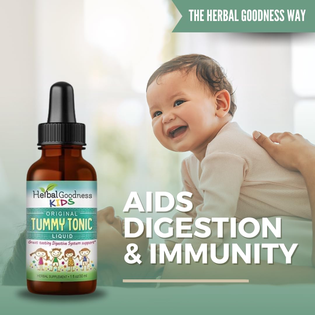 Kids Tummy Support Tonic Liquid Extract, Tasty Digestive System Support Supplement for Kids -1oz - Herbal Goodness - TrustMedUSA