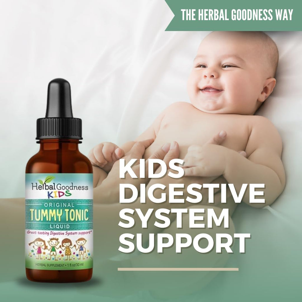 Kids Tummy Support Tonic Liquid Extract, Tasty Digestive System Support Supplement for Kids -1oz - Herbal Goodness - TrustMedUSA