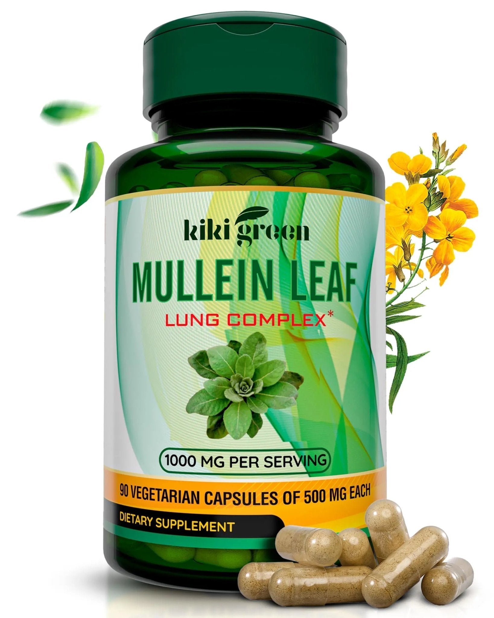 KIKI Green Mullein Leaf Extract Capsules - Herbal Respiratory Supplement - for Lung Cleans - TrustMedUSA