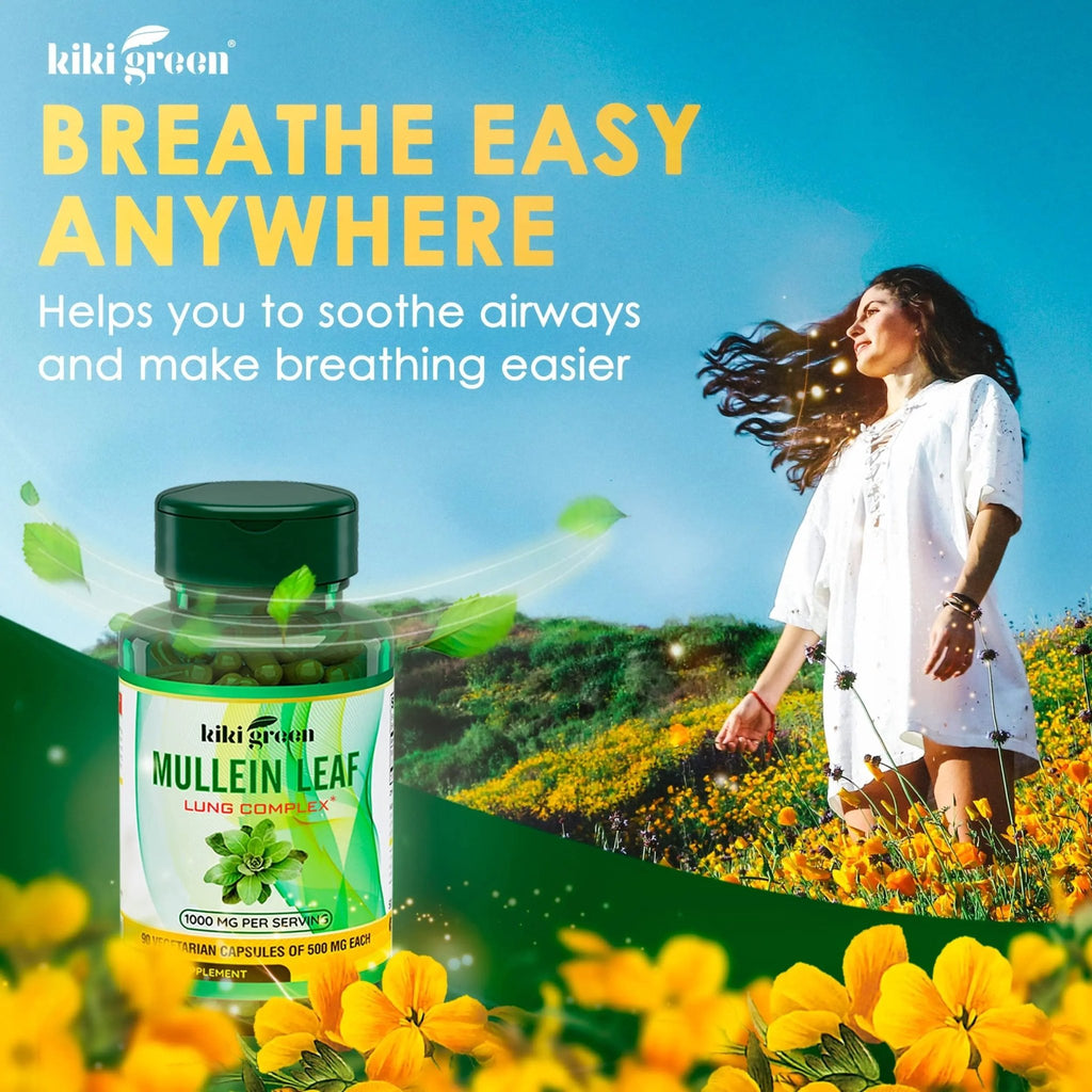 KIKI Green Mullein Leaf Extract Capsules - Herbal Respiratory Supplement - for Lung Cleans - TrustMedUSA