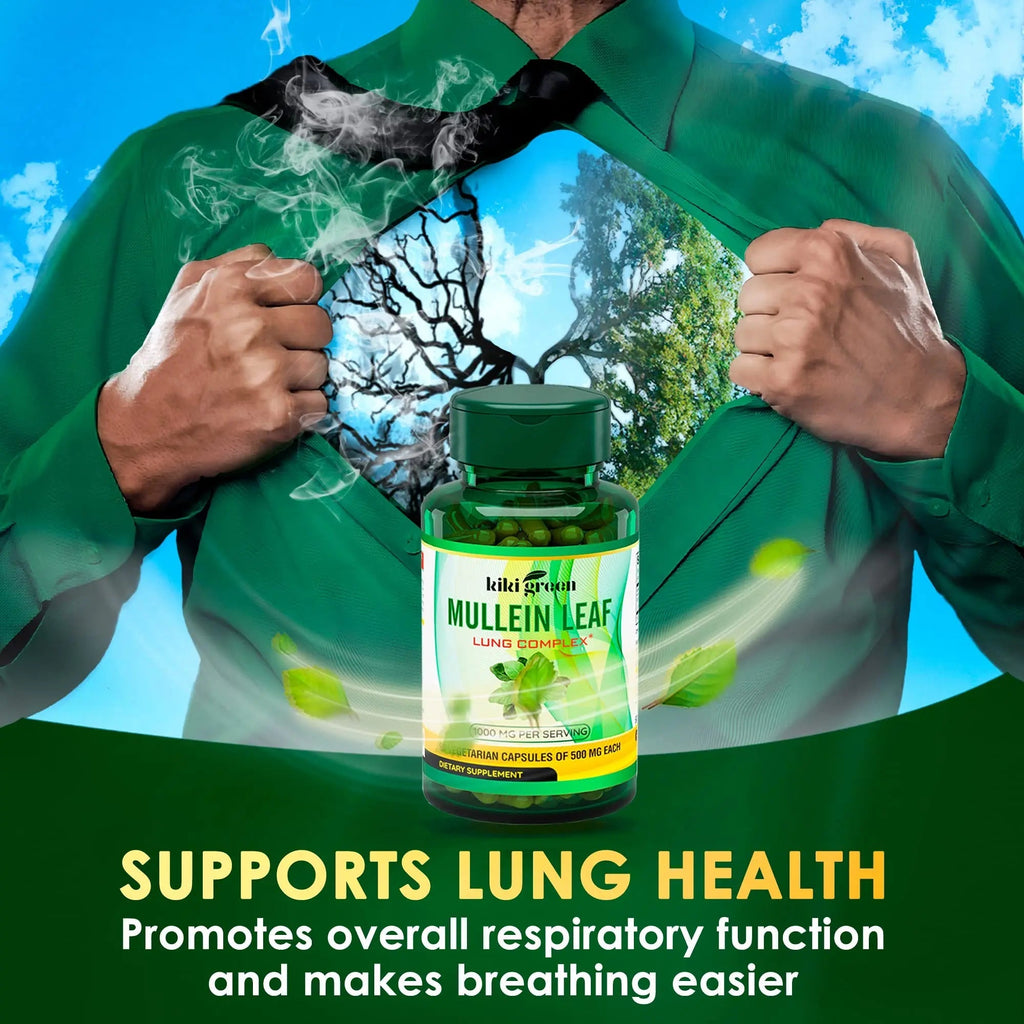 KIKI Green Mullein Leaf Extract Capsules - Herbal Respiratory Supplement - for Lung Cleans - TrustMedUSA