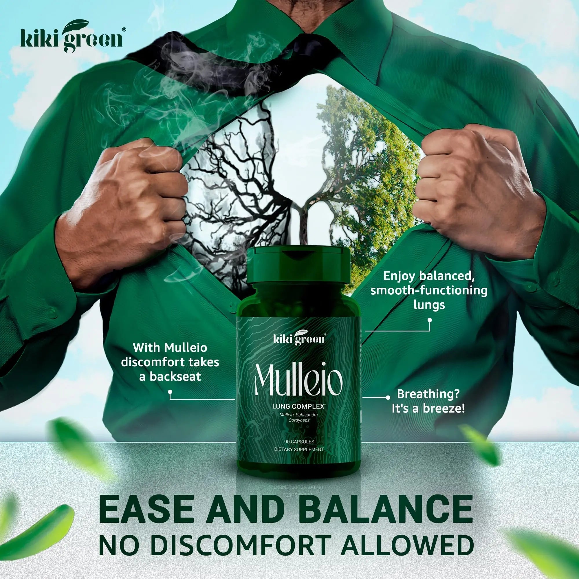 KIKI Green MULLEIO Lung Health Capsules: Herbal Supplement for Lung Cleanse, Better - TrustMedUSA
