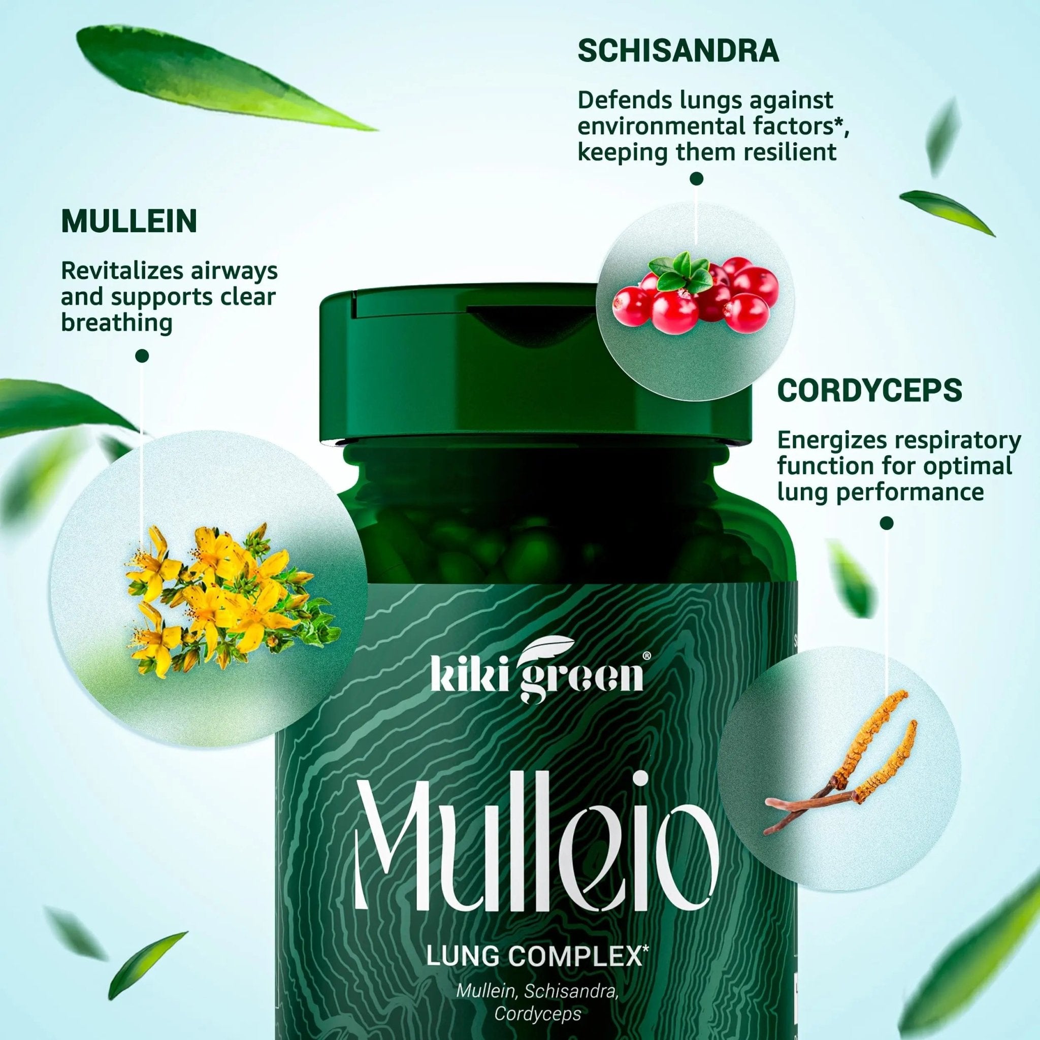 KIKI Green MULLEIO Lung Health Capsules: Herbal Supplement for Lung Cleanse, Better - TrustMedUSA