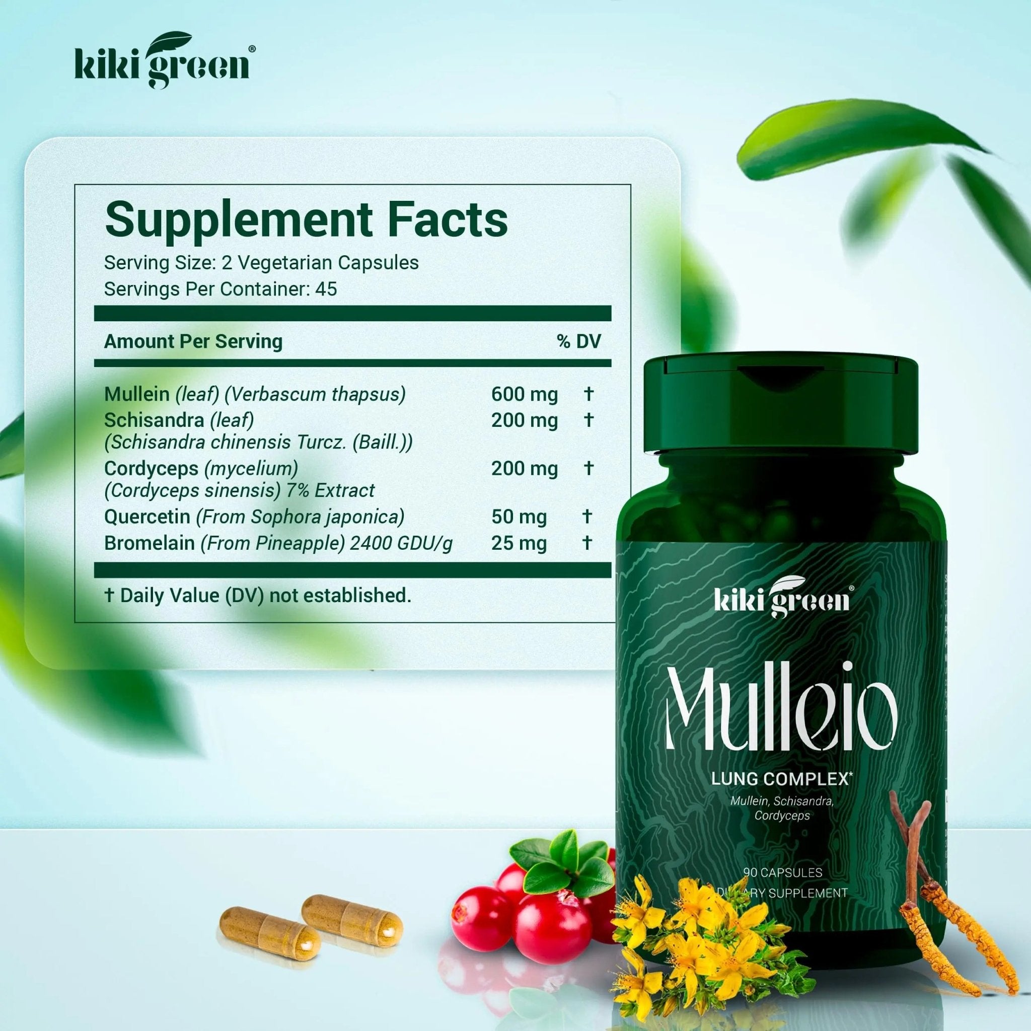 KIKI Green MULLEIO Lung Health Capsules: Herbal Supplement for Lung Cleanse, Better - TrustMedUSA