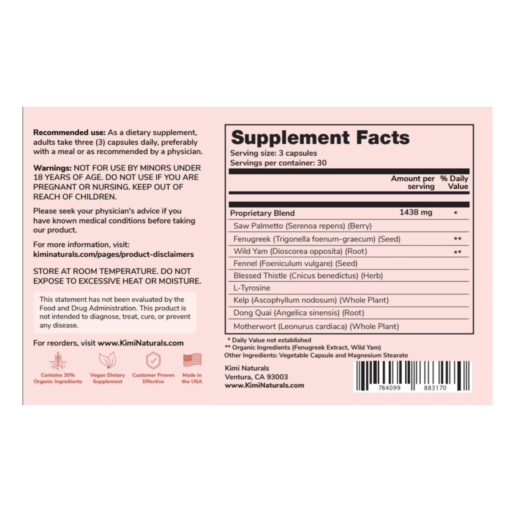 KIMI Naturals Breast Max Plus - Breast Enhancement Pills | Breast Enlargement Supplements with Fenugreek, Breast Growth, Supports Breast Firmness | 90 Capsules - TrustMedUSA