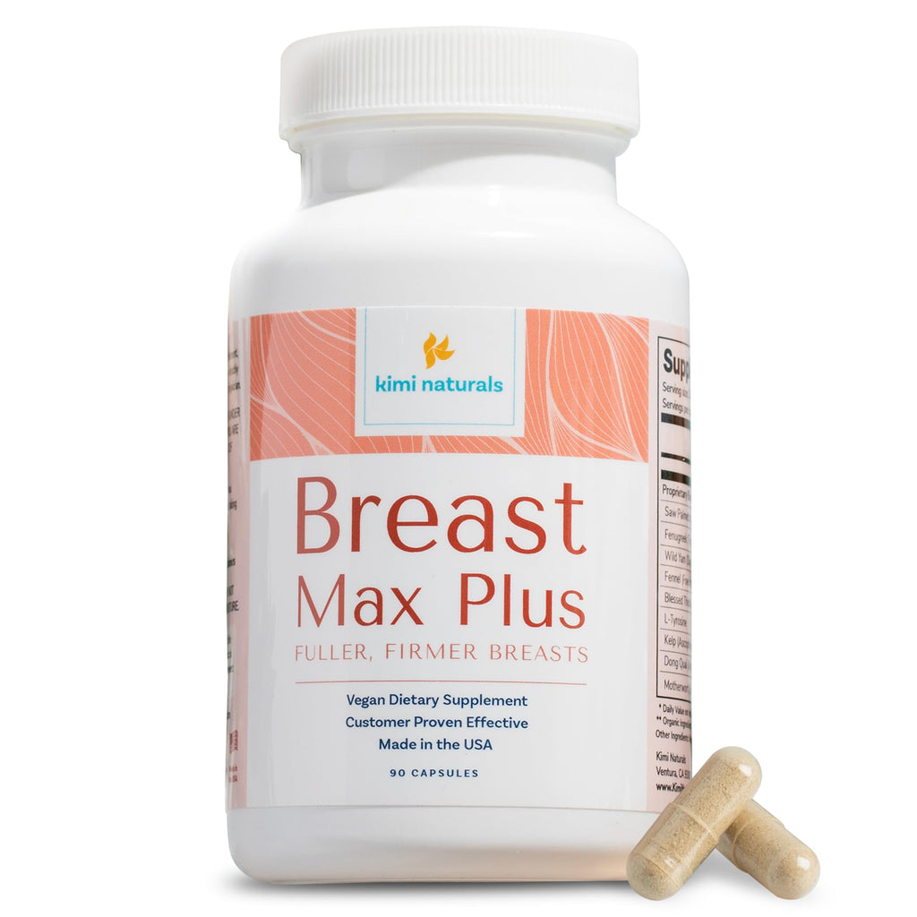 KIMI Naturals Breast Max Plus - Breast Enhancement Pills | Breast Enlargement Supplements with Fenugreek, Breast Growth, Supports Breast Firmness | 90 Capsules - TrustMedUSA