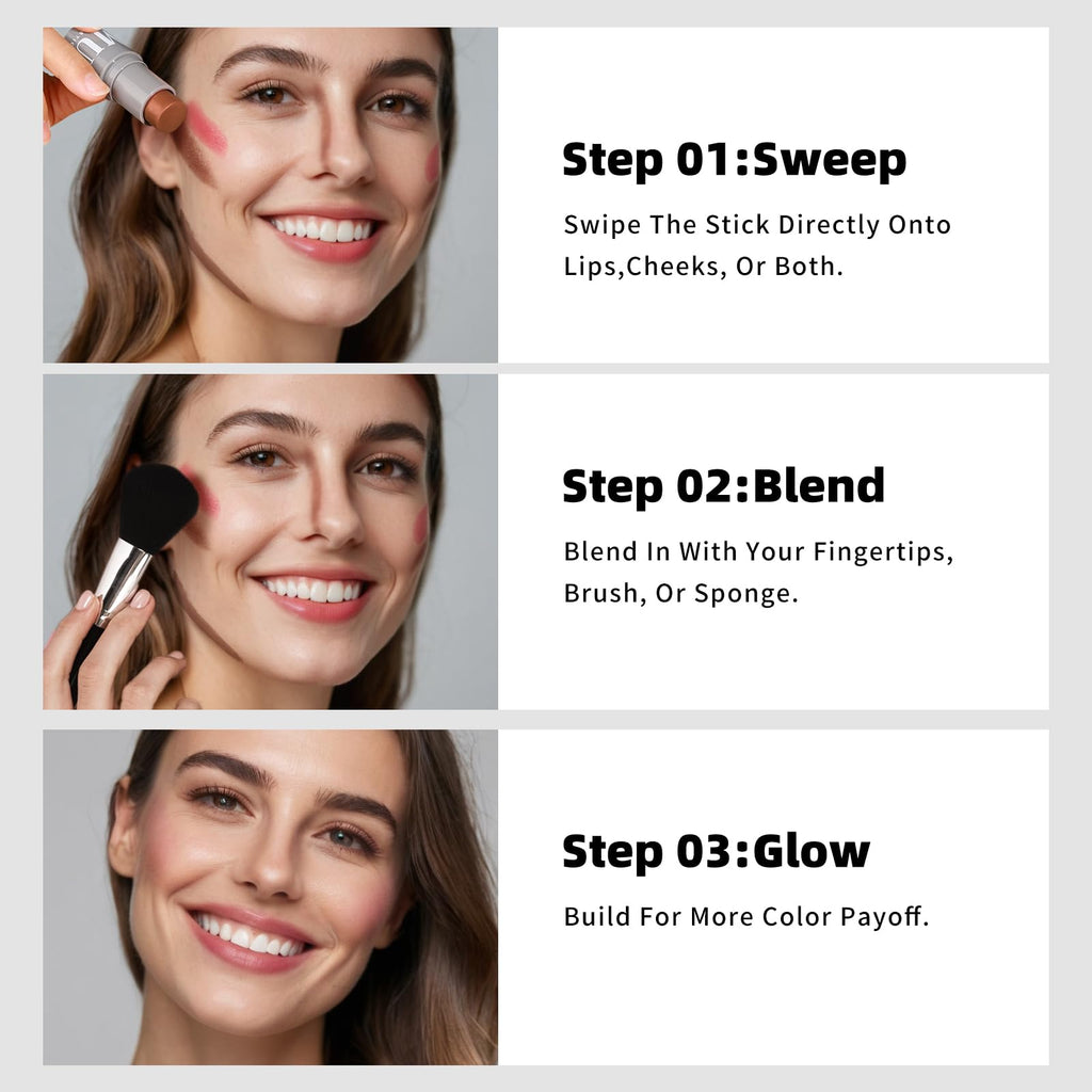 KIMUSE Cream Contour Stick Duo, Cream Blush Stick, Bronzer Shaping Stick, Creamy, Highly Pigmented, Long Lasting, Vegan Face Make Up Sticks - TrustMedUSA