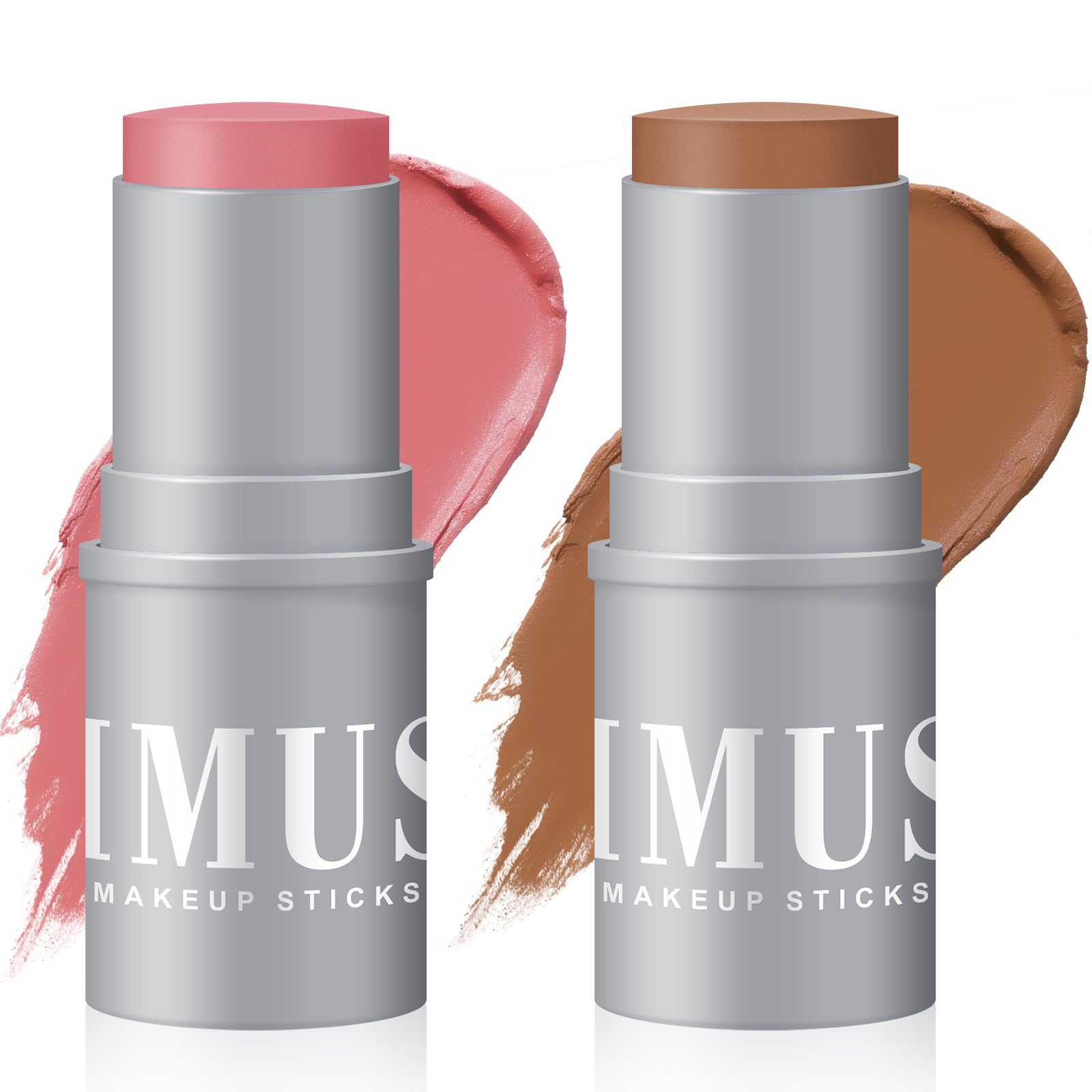 KIMUSE Cream Contour Stick Duo, Cream Blush Stick, Bronzer Shaping Stick, Creamy, Highly Pigmented, Long Lasting, Vegan Face Make Up Sticks - TrustMedUSA