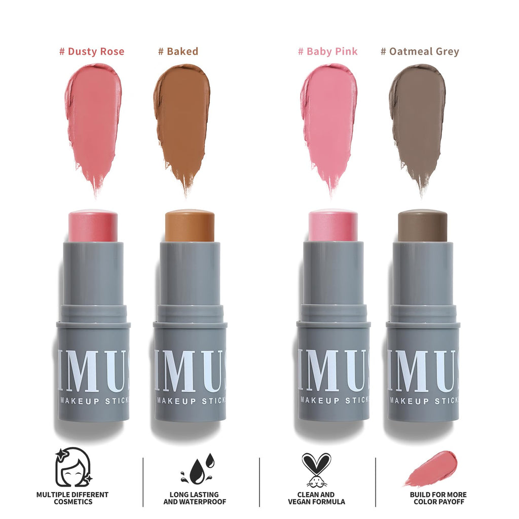 KIMUSE Cream Contour Stick Duo, Cream Blush Stick, Bronzer Shaping Stick, Creamy, Highly Pigmented, Long Lasting, Vegan Face Make Up Sticks - TrustMedUSA