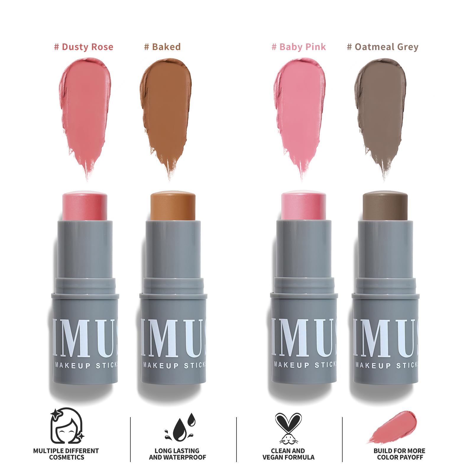 KIMUSE Cream Contour Stick Duo, Cream Blush Stick, Bronzer Shaping Stick, Creamy, Highly Pigmented, Long Lasting, Vegan Face Make Up Sticks - TrustMedUSA