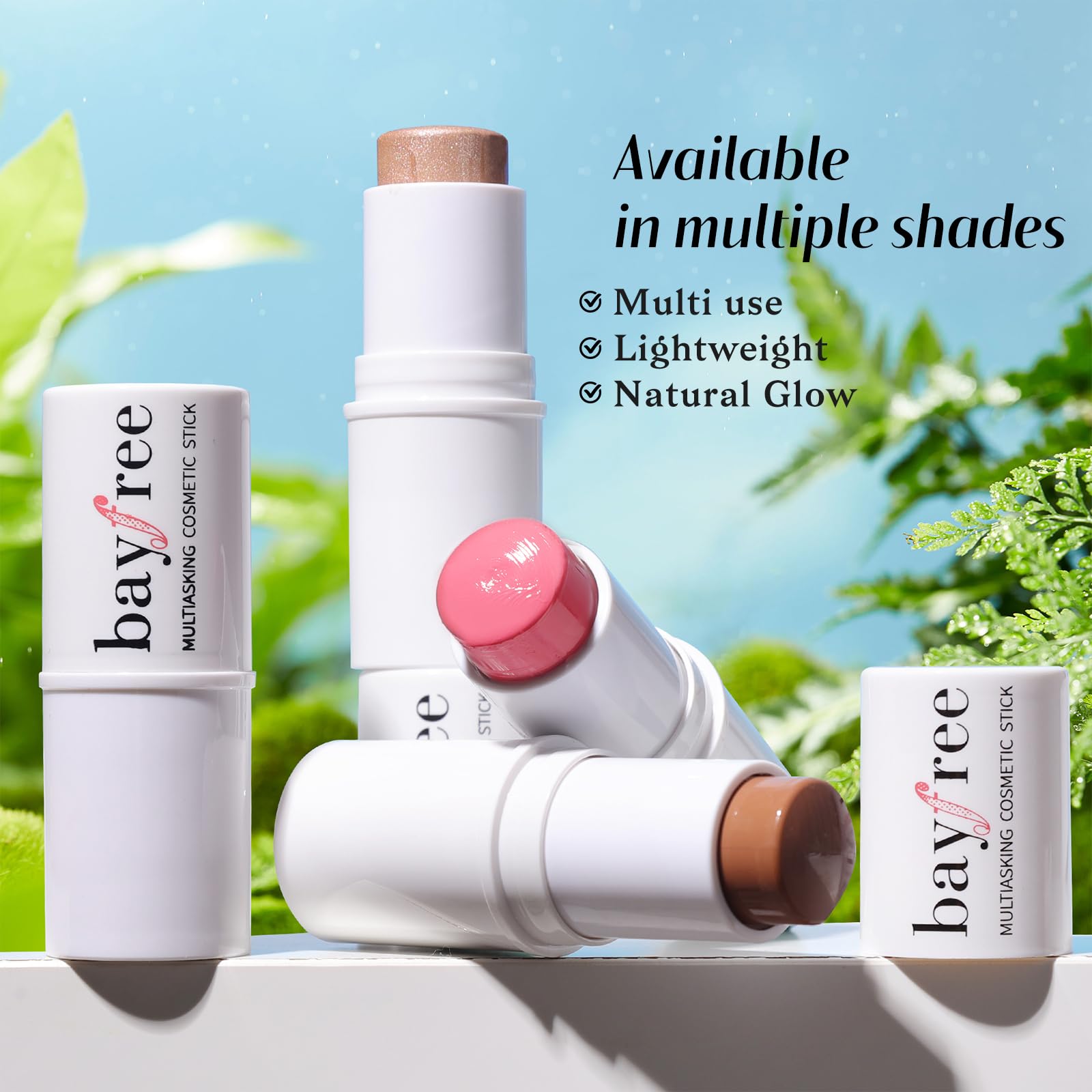 KIMUSE Face Sticks Trio, Cream Blush Stick & Highlighter Stick & Contour Stick for Sculpt the Cheeks, Long Lasting Cream Contour Stick Trio for Face Makeup, with Brush - TrustMedUSA