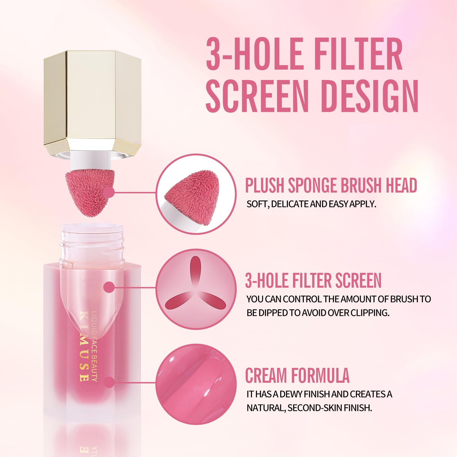 KIMUSE Liquid Blush, Long-Wearing Pigmented Soft Cream Face Blush, Waterproof, Smudge Proof, Dewy Finish - TrustMedUSA