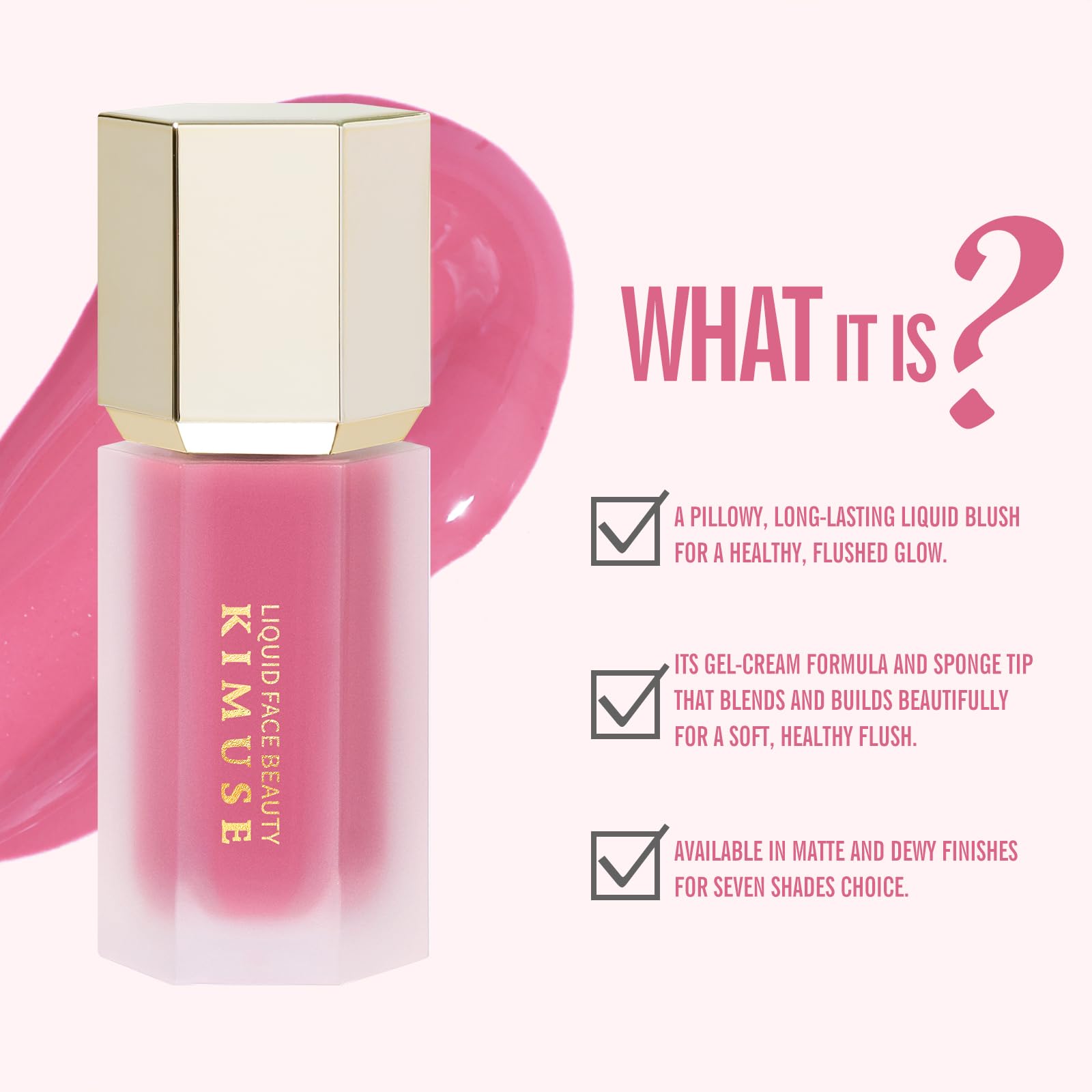 KIMUSE Liquid Blush, Long-Wearing Pigmented Soft Cream Face Blush, Waterproof, Smudge Proof, Dewy Finish - TrustMedUSA