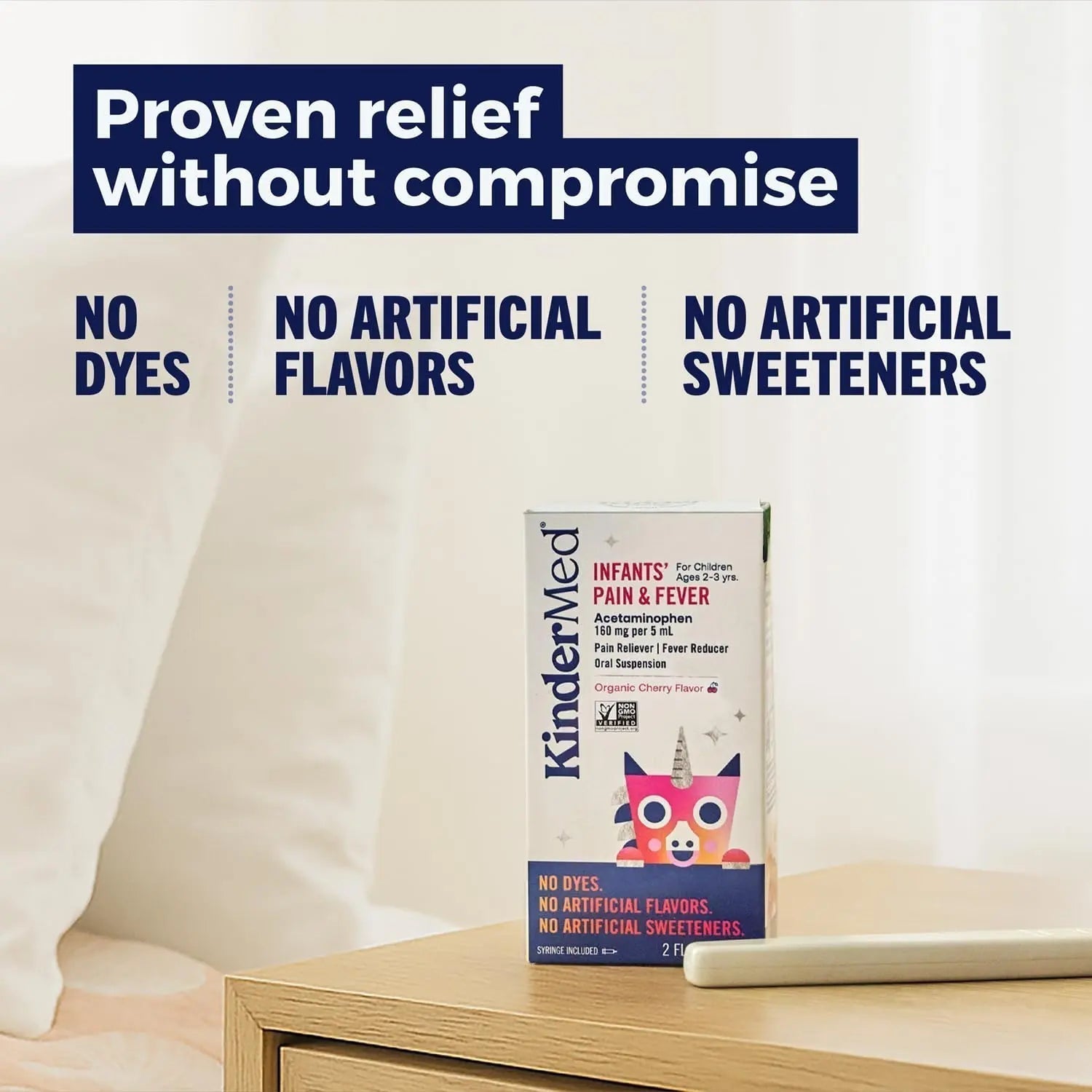 KinderMed Infants' Pain & Fever Medicine, No Dyes, No Artificial Flavors, No Artificial Sweeteners, Vegan, Non-GMO, Gluten Free, Organic Cherry Flavor, Two Pack, 2 x 2 fl. oz - TrustMedUSA