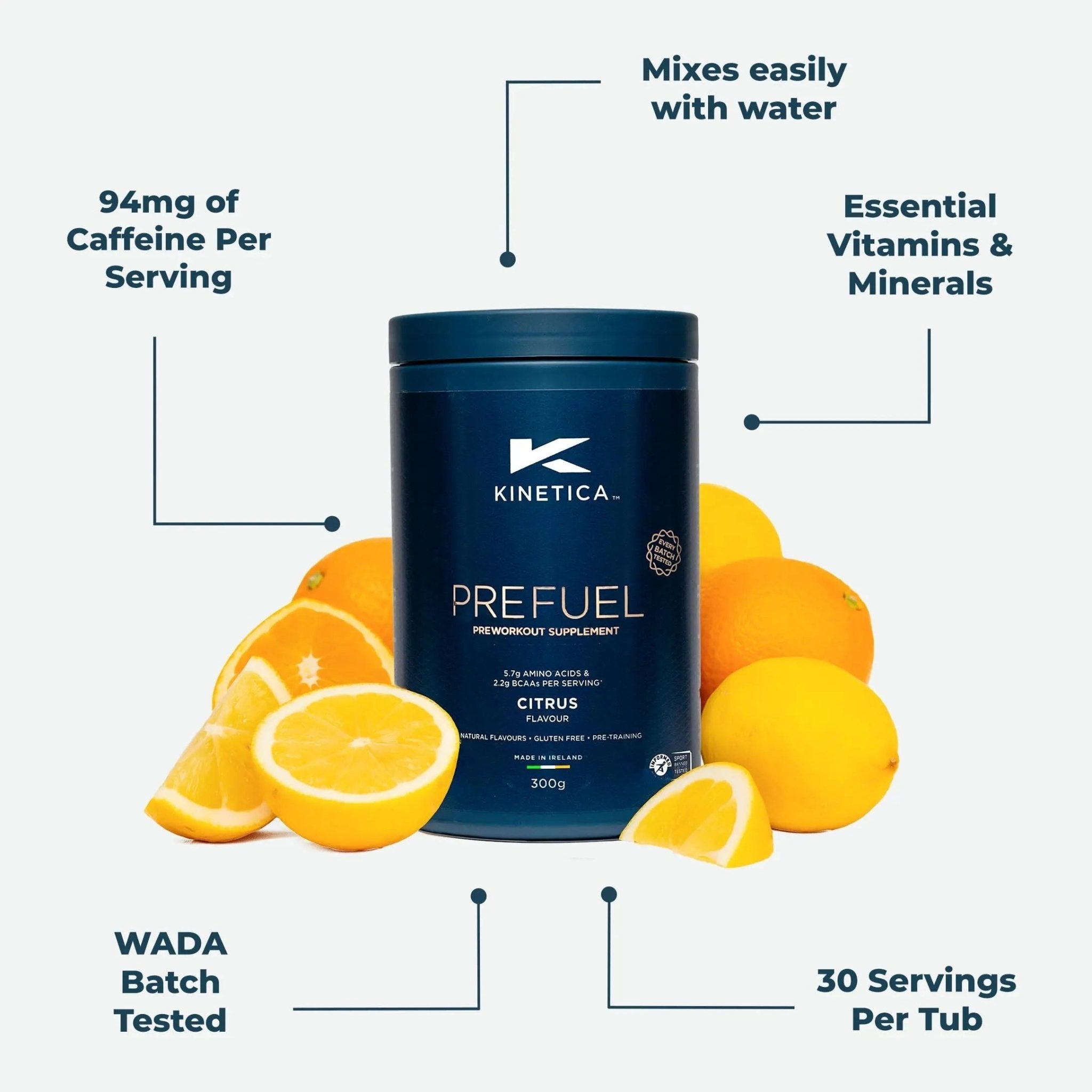 Kinetica PreFuel, Pre Workout, 5.7g Amino Acids & 2.2g BCAA's per Serving, 30 Servings - TrustMedUSA