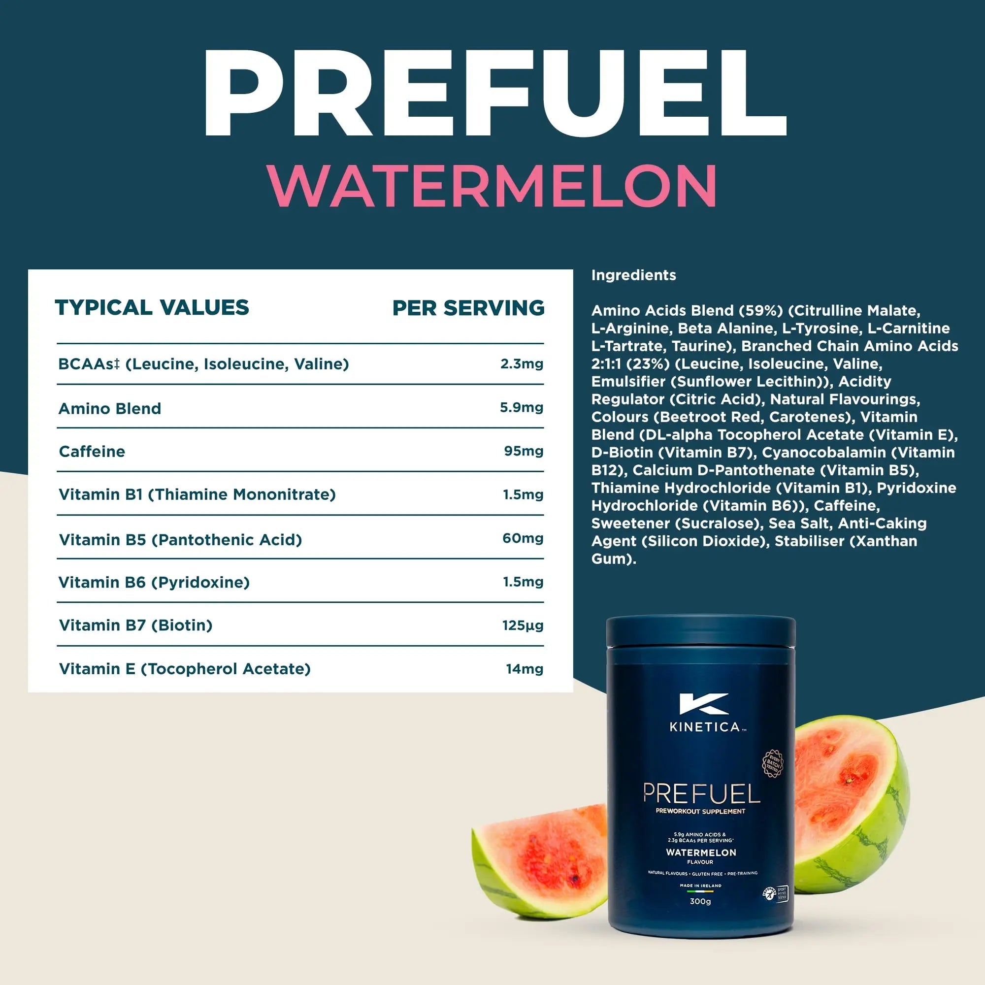 Kinetica PreFuel, Pre Workout, 5.9g Amino Acids & 2.3g BCAA's per Serving, 30 Servings - TrustMedUSA