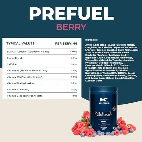 Kinetica PreFuel, Pre Workout, 5.9g Amino Acids & 2.3g BCAA's per Serving, 30 Servings - TrustMedUSA