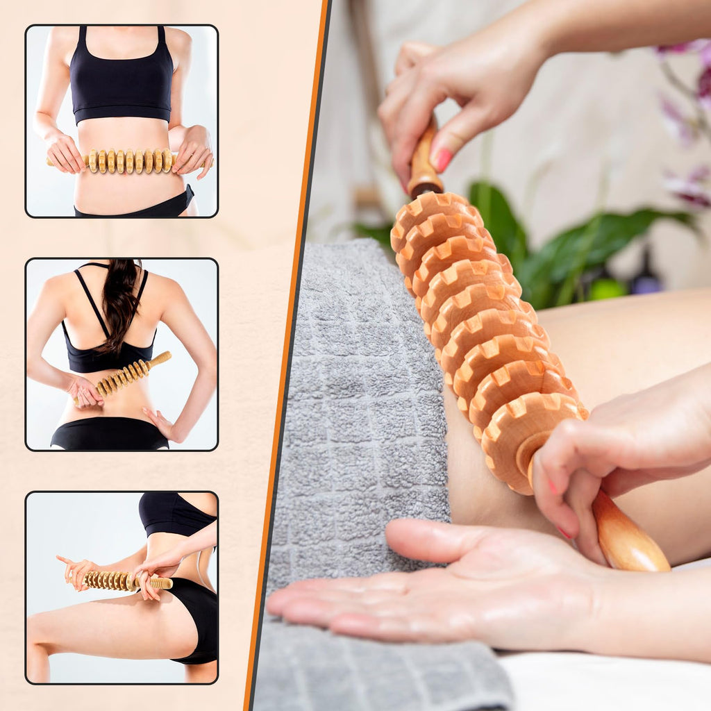 KintKita 3 in 1 Wood Therapy Massage Tool,Wooden Lymphatic Drainage Massager Maderoterapia Kit Professional Body Cellulite Massager for Body Sculpting,Contouring,Relief Muscle,Anti-Cellulite - Maple Wellness Supplements