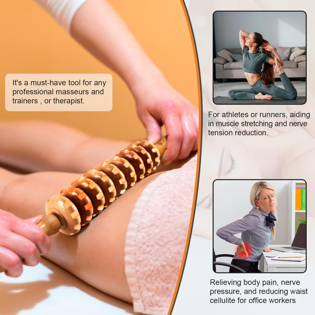 KintKita 3 in 1 Wood Therapy Massage Tool,Wooden Lymphatic Drainage Massager Maderoterapia Kit Professional Body Cellulite Massager for Body Sculpting,Contouring,Relief Muscle,Anti-Cellulite - Maple Wellness Supplements