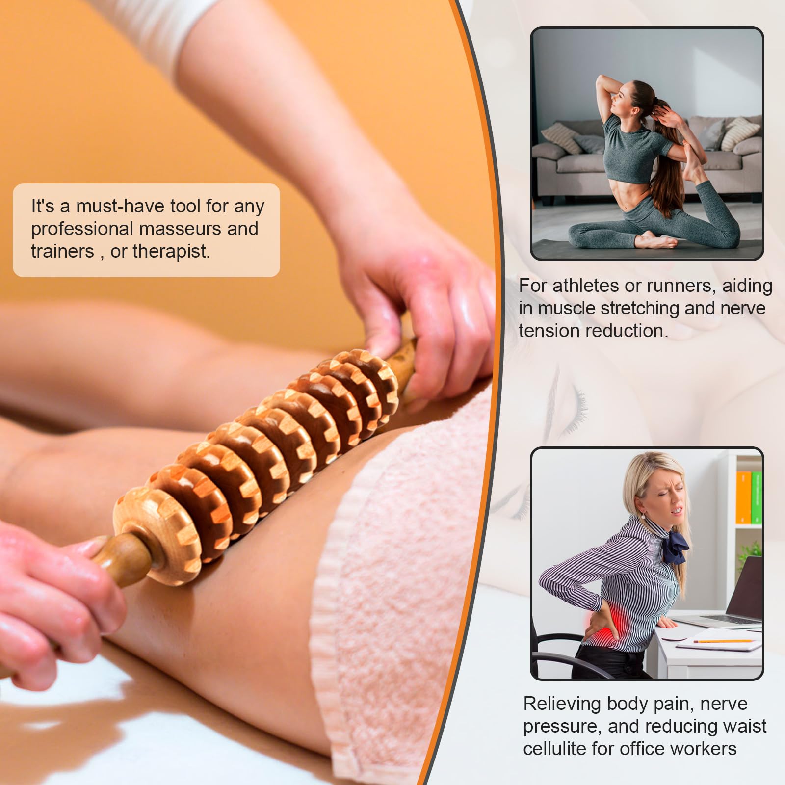 KintKita 3 in 1 Wood Therapy Massage Tool,Wooden Lymphatic Drainage Massager Maderoterapia Kit Professional Body Cellulite Massager for Body Sculpting,Contouring,Relief Muscle,Anti-Cellulite - Maple Wellness Supplements