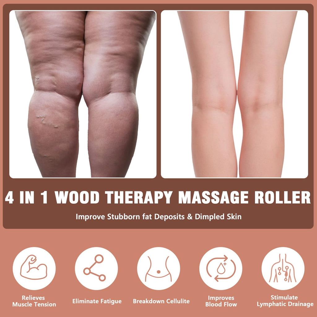 KintKita Wood Therapy Massage Tools 3 in 1,Wooden Lymphatic Drainage Massager, Body Sculpting Tools Cellulite Massager for Maderoterapia, Body Contouring, Relief Muscle, Anti-Cellulite - Maple Wellness Supplements