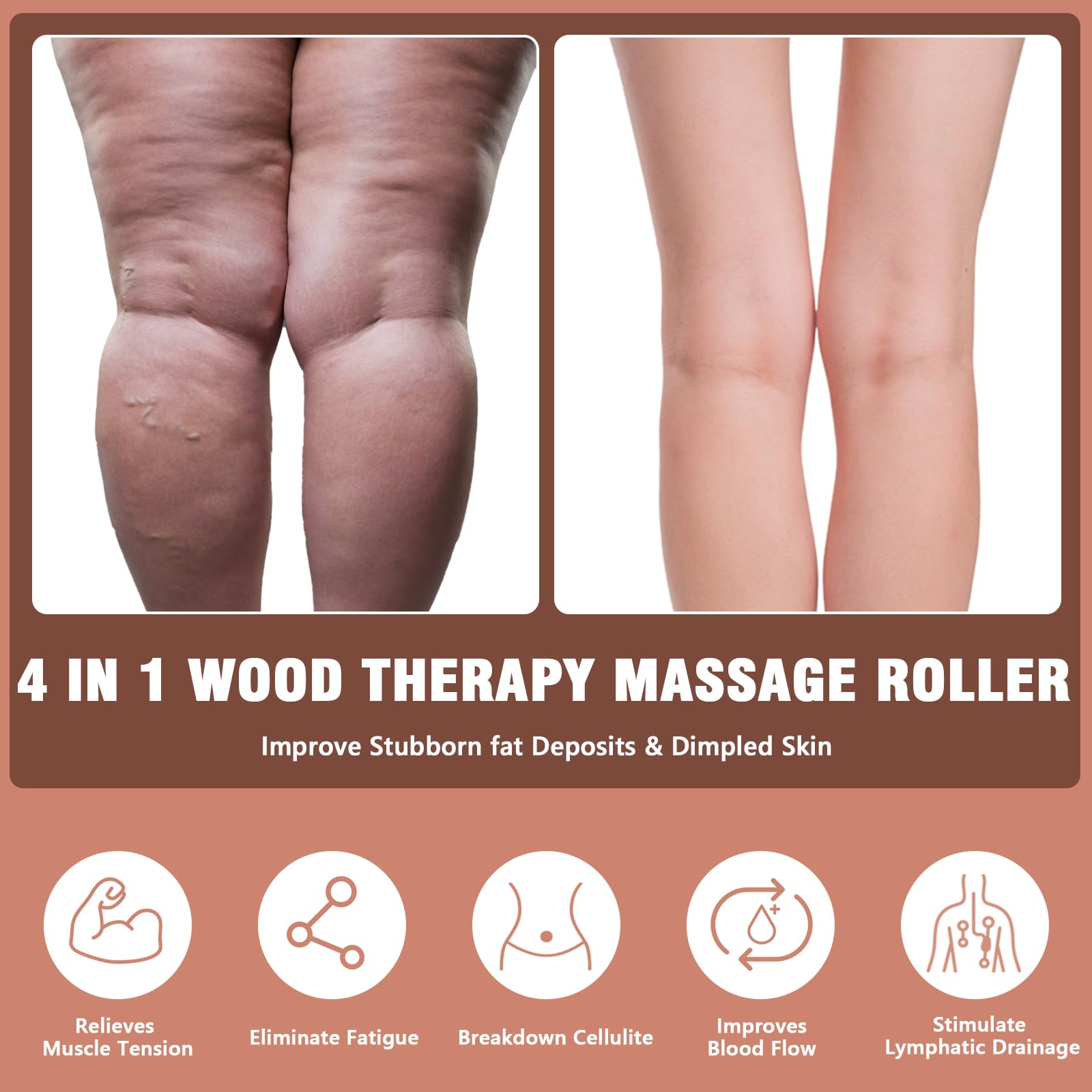 KintKita Wood Therapy Massage Tools 3 in 1,Wooden Lymphatic Drainage Massager, Body Sculpting Tools Cellulite Massager for Maderoterapia, Body Contouring, Relief Muscle, Anti-Cellulite - Maple Wellness Supplements