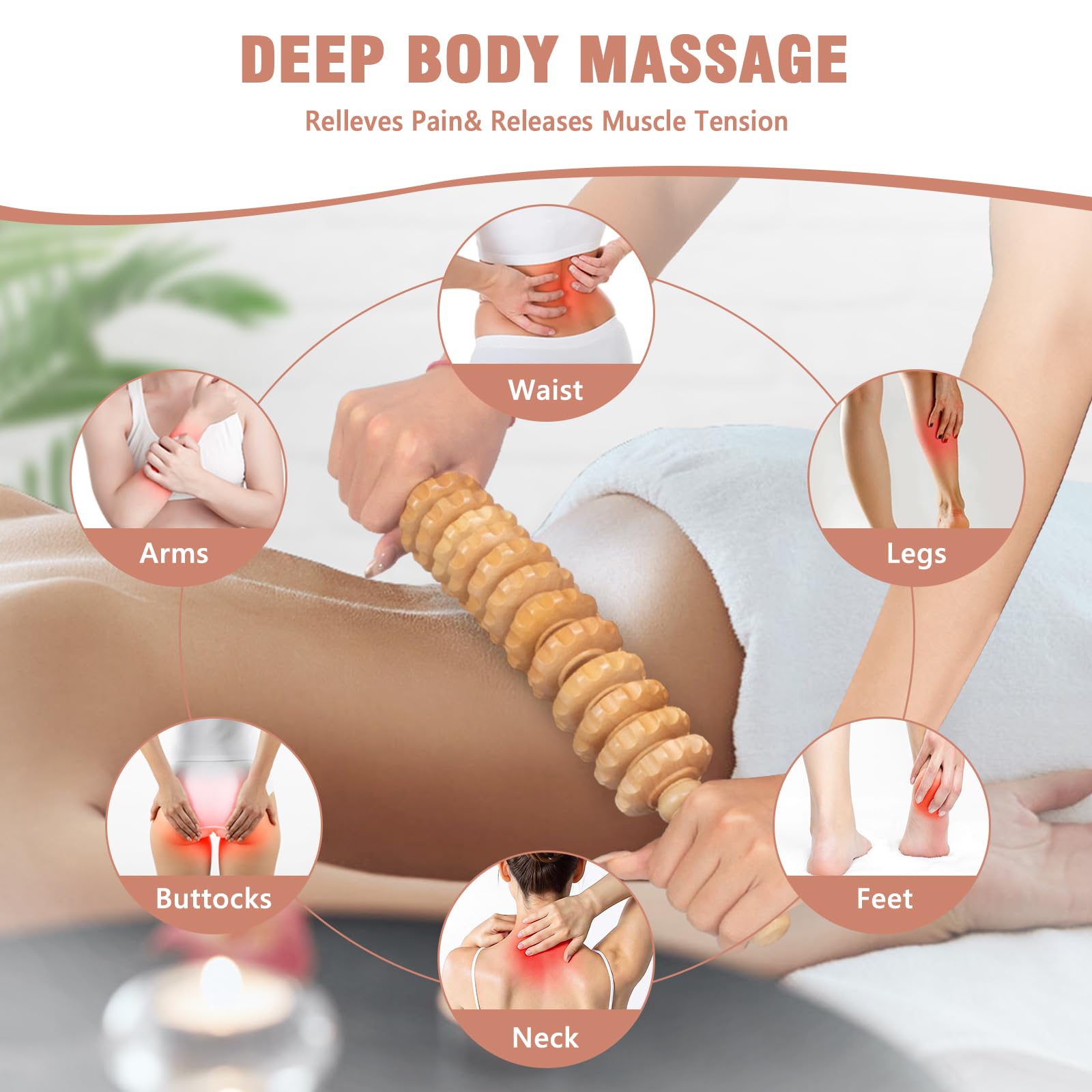 KintKita Wood Therapy Massage Tools 3 in 1,Wooden Lymphatic Drainage Massager, Body Sculpting Tools Cellulite Massager for Maderoterapia, Body Contouring, Relief Muscle, Anti-Cellulite - Maple Wellness Supplements