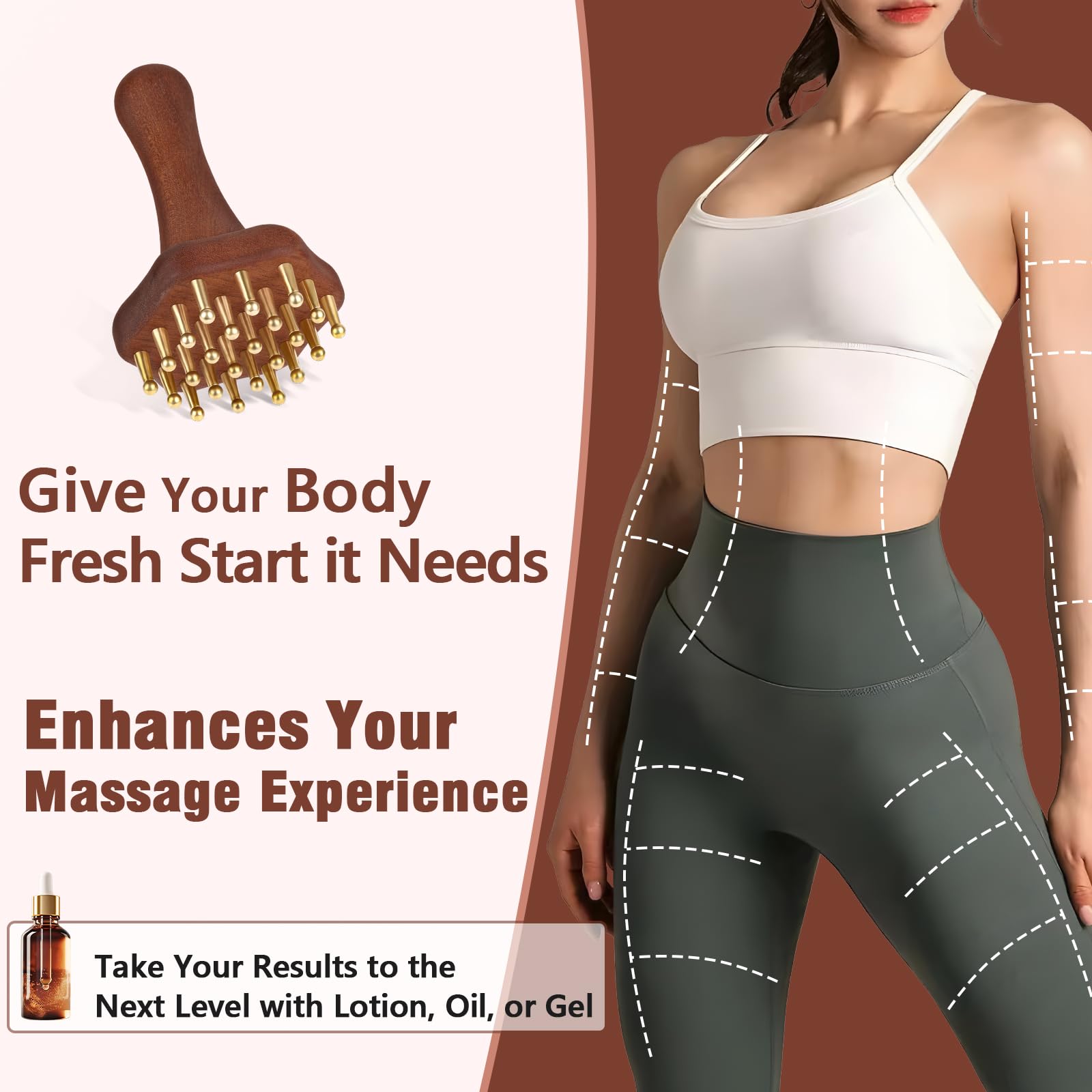 KintKita Wood Therapy Massage Tools,Lymphatic Drainage Massager Helps Reduce Cellulite for Belly Arms & Legs, Anti Cellulite Massager Body Sculpting Tools for Body Contouring & Muscle Relief - Maple Wellness Supplements